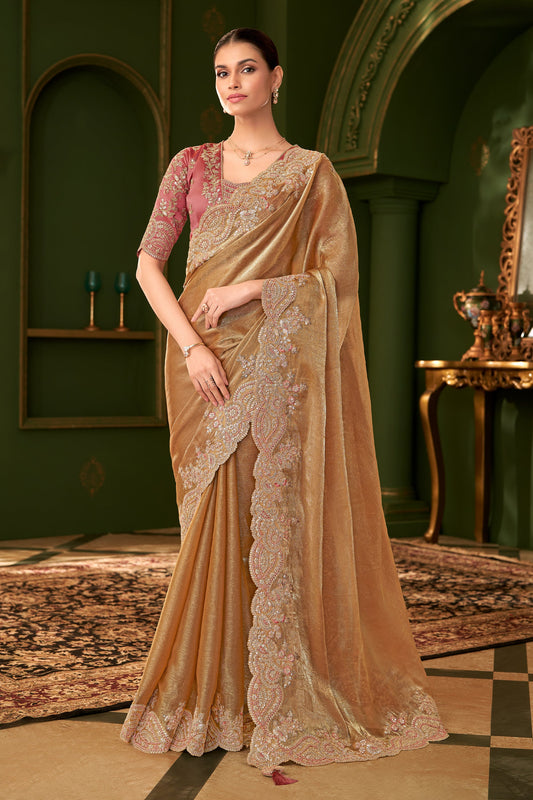 Golden Embroidered Satin Chiffon Saree-SAR10962_1_SareeButa.com