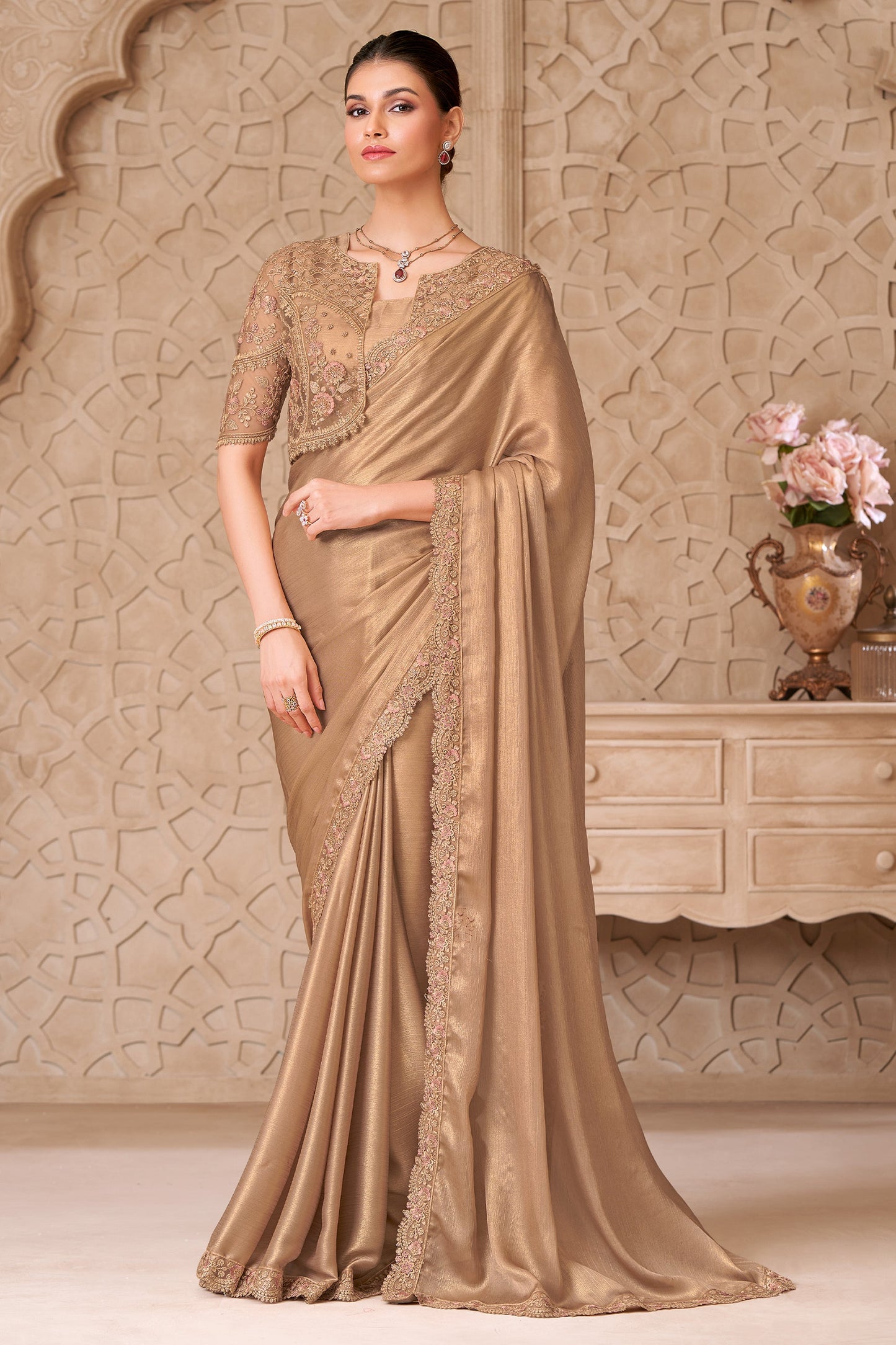 Golden Embroidered Satin Georgette Saree-SAR10588_1_SareeButa.com