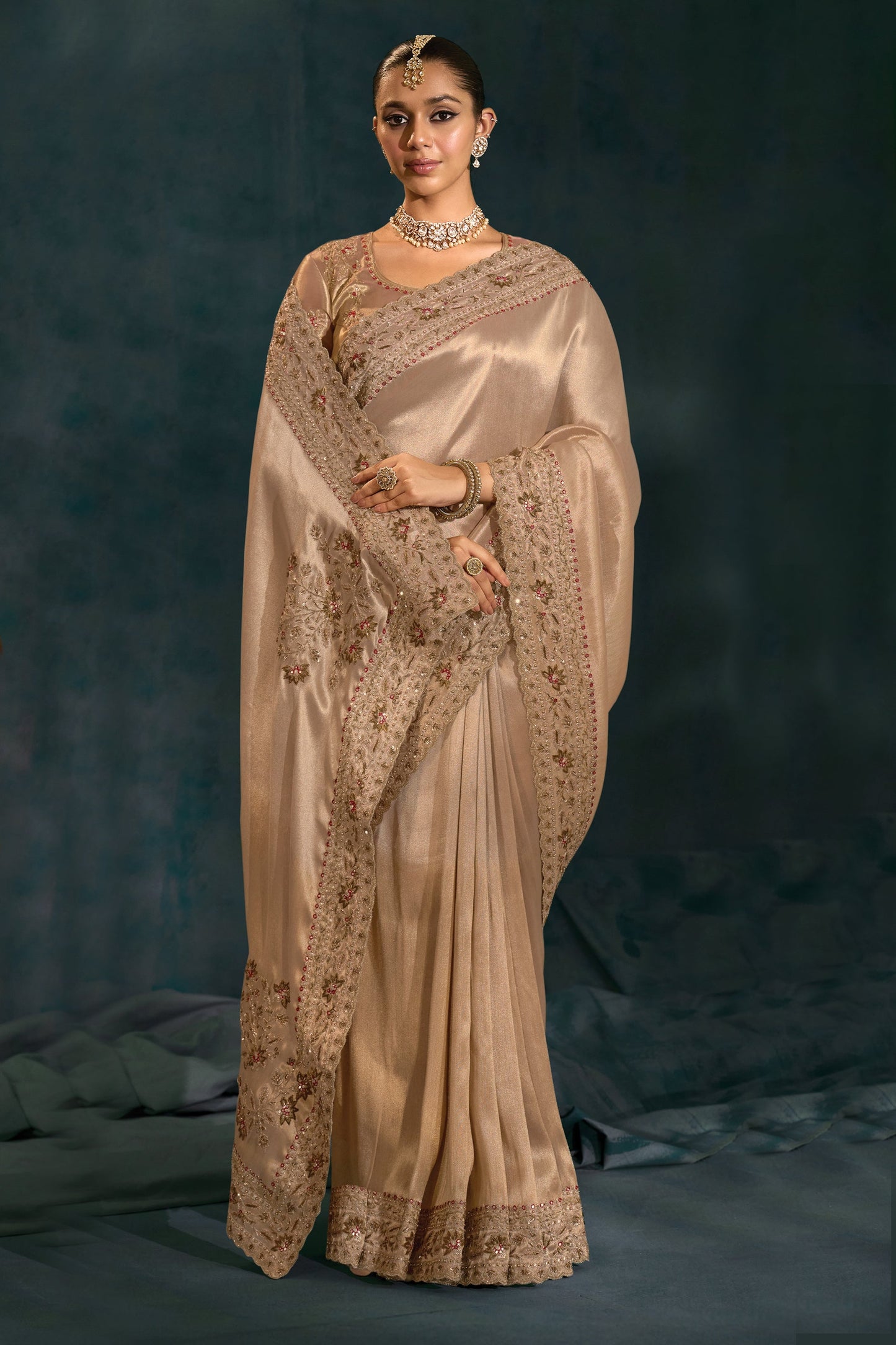 Golden Embroidered Silk Saree-SAR10398_4_SareeButa.com