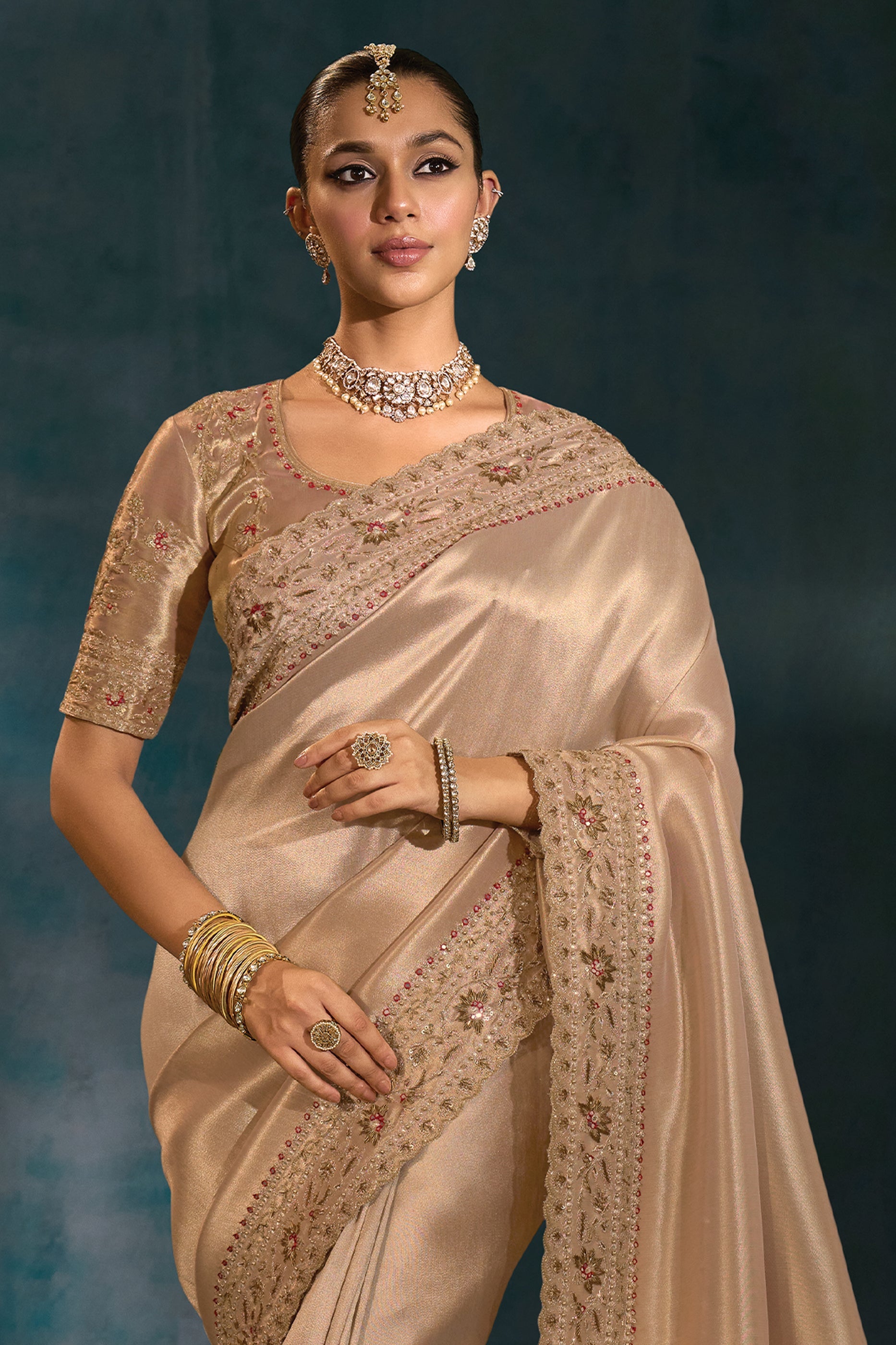 Golden Embroidered Silk Saree-SAR10398_5_SareeButa.com