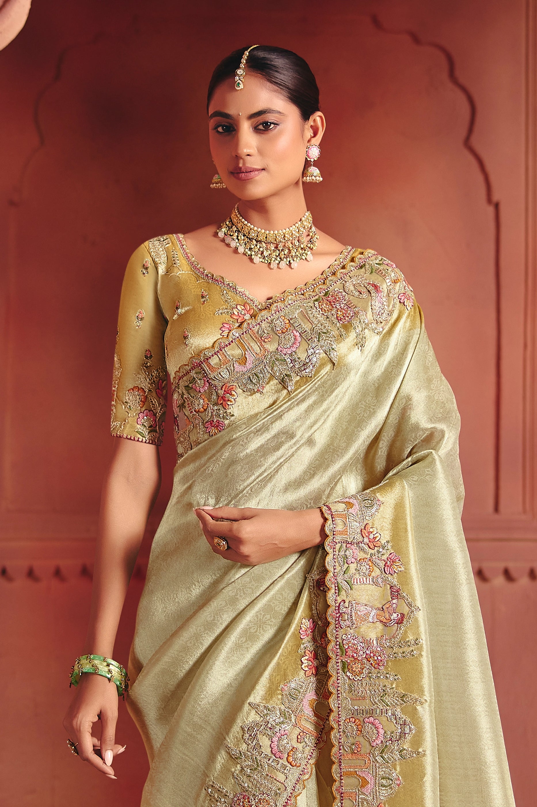 Golden Green Heavy Work Embroidered Silk Saree-SAR12080_4_SareeButa.com