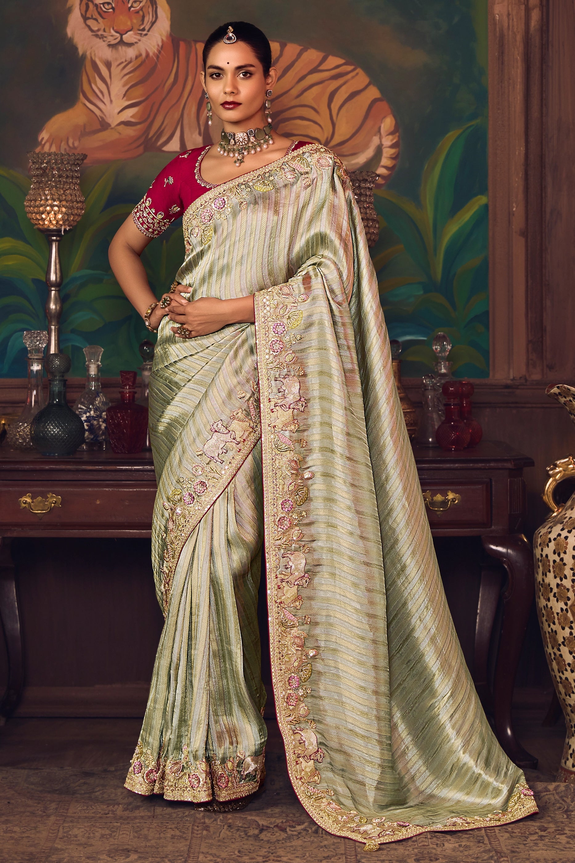 Golden Green Heavy Work Silk Saree-SAR10991_1_SareeButa.com