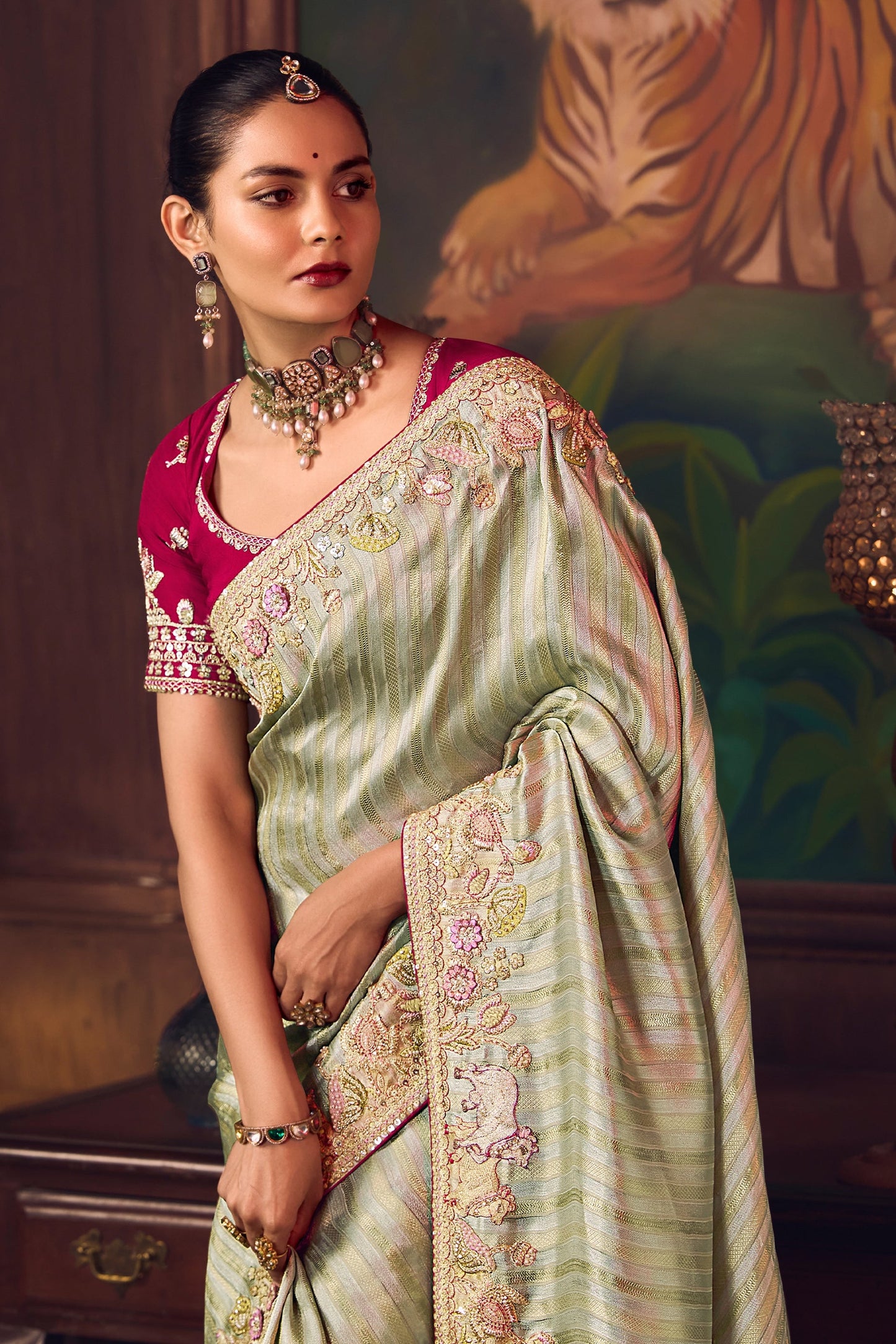 Golden Green Heavy Work Silk Saree-SAR10991_4_SareeButa.com