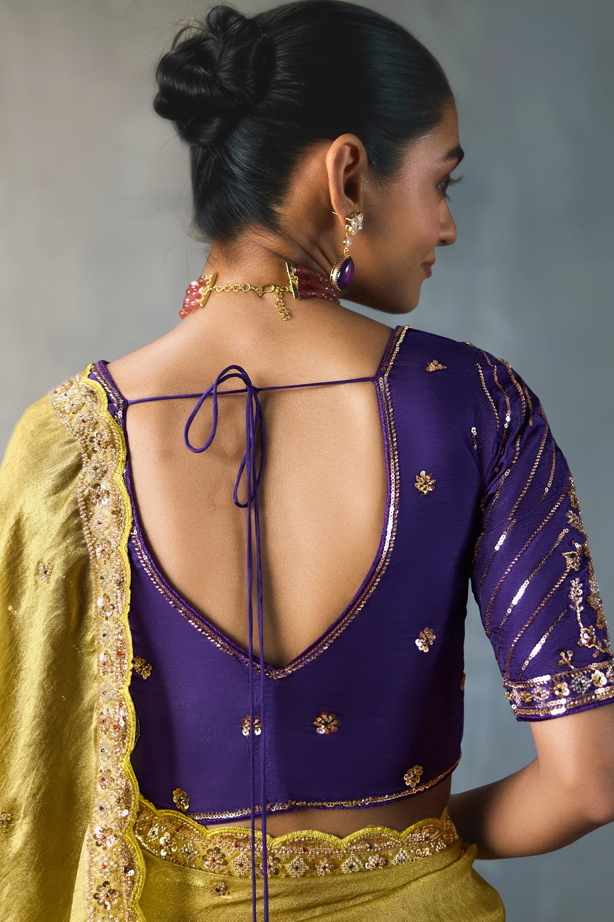 Golden Olive Embroidered Silk Saree-SAR13406_3_SareeButa.com