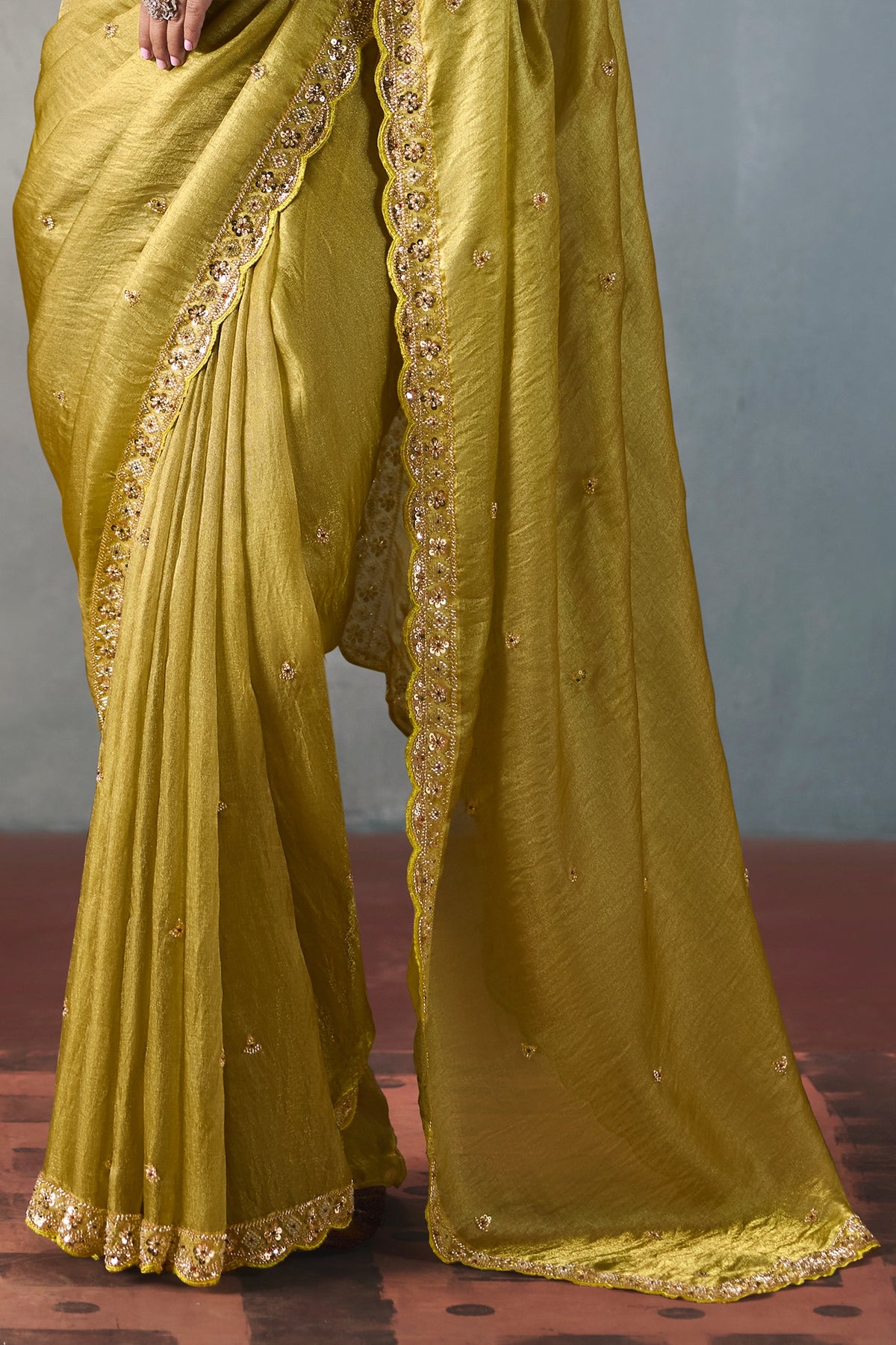 Golden Olive Embroidered Silk Saree-SAR13406_6_SareeButa.com