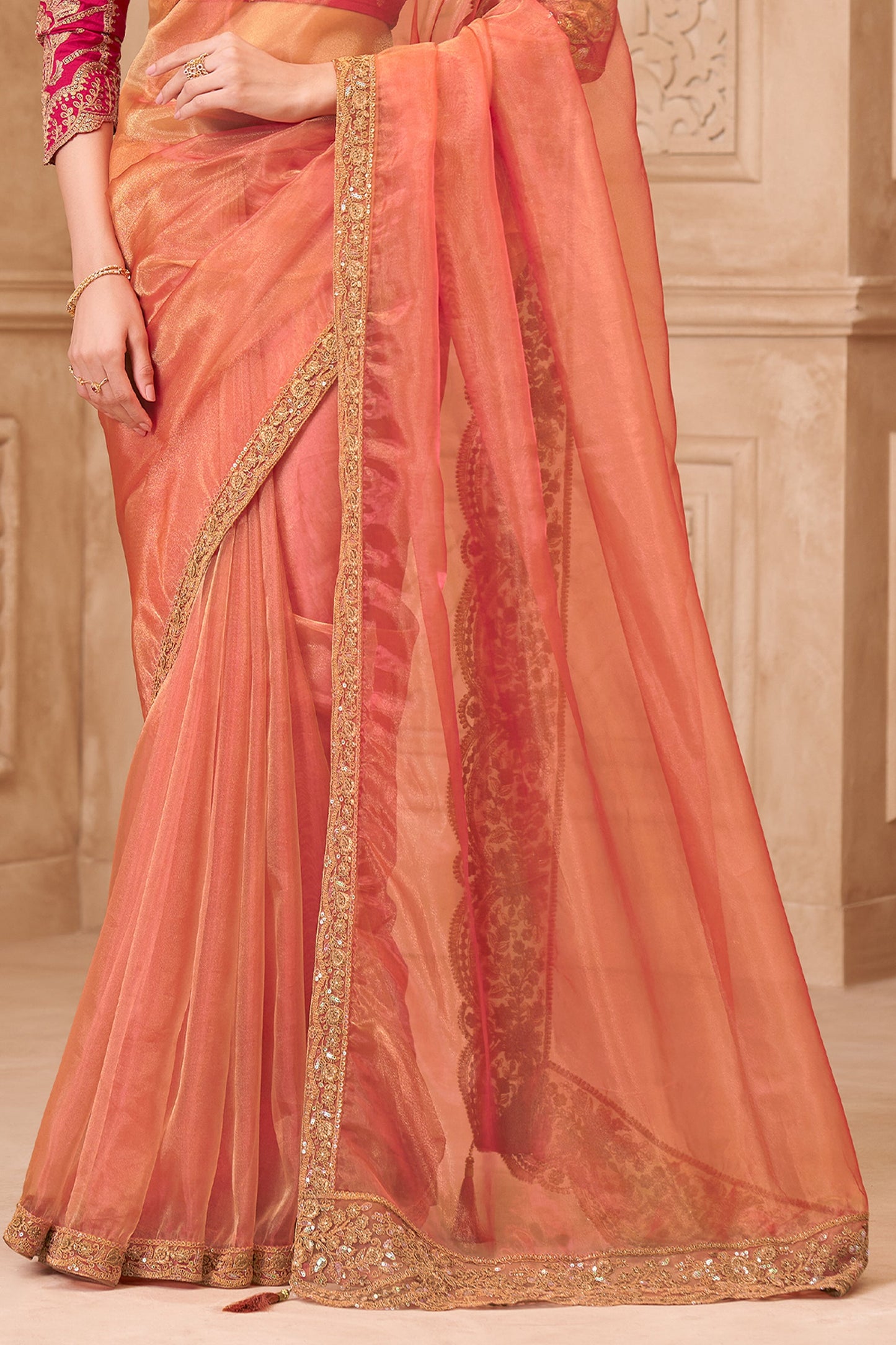 Golden Pink Embroidered Georgette Silk Saree-SAR10584_4_SareeButa.com