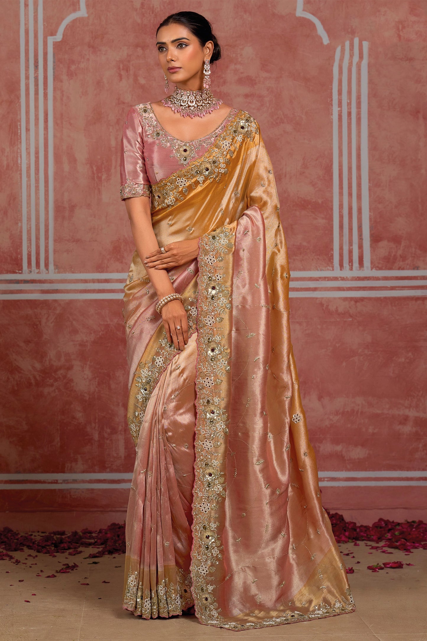 Golden Pink Embroidered Silk Saree-SAR13058_1_SareeButa.com