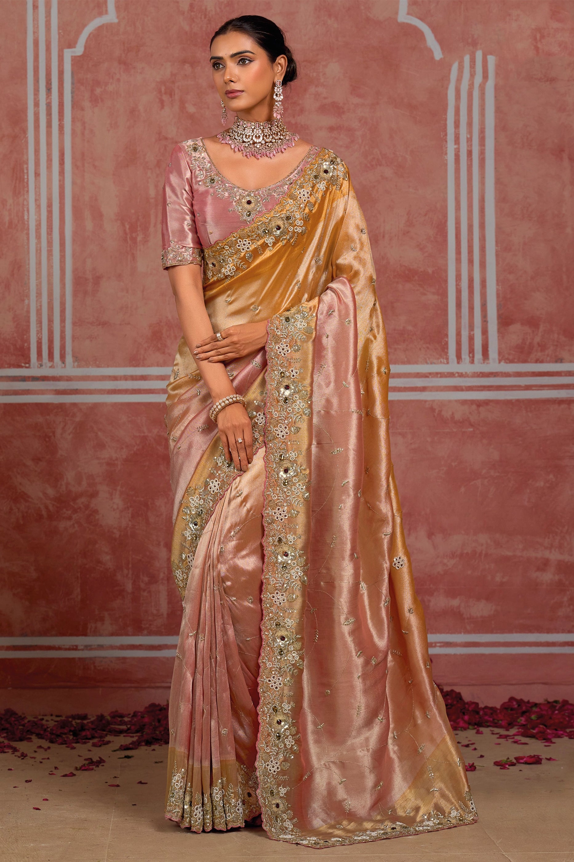 Golden Pink Embroidered Silk Saree-SAR13058_1_SareeButa.com