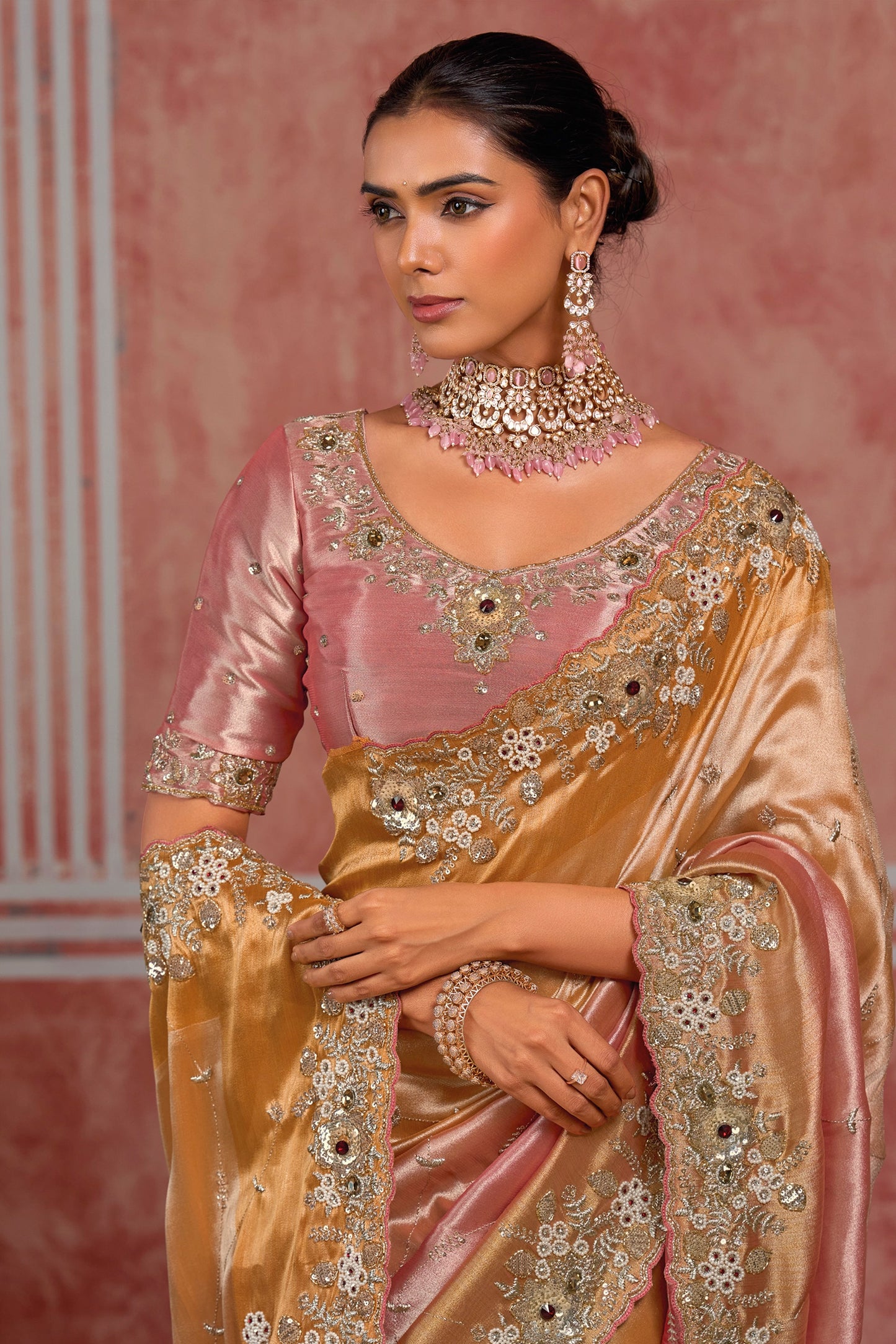 Golden Pink Embroidered Silk Saree-SAR13058_2_SareeButa.com
