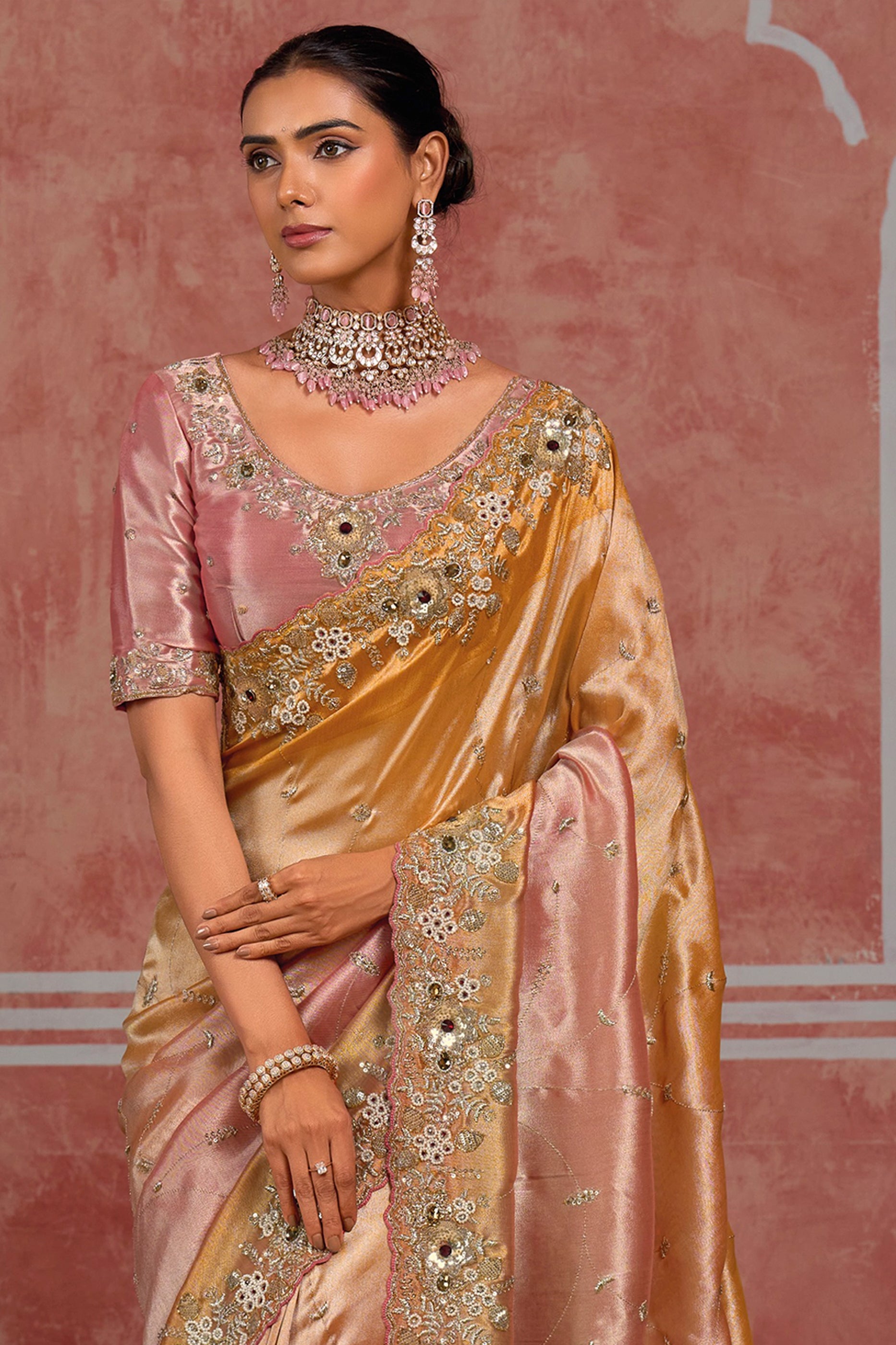 Golden Pink Embroidered Silk Saree-SAR13058_3_SareeButa.com
