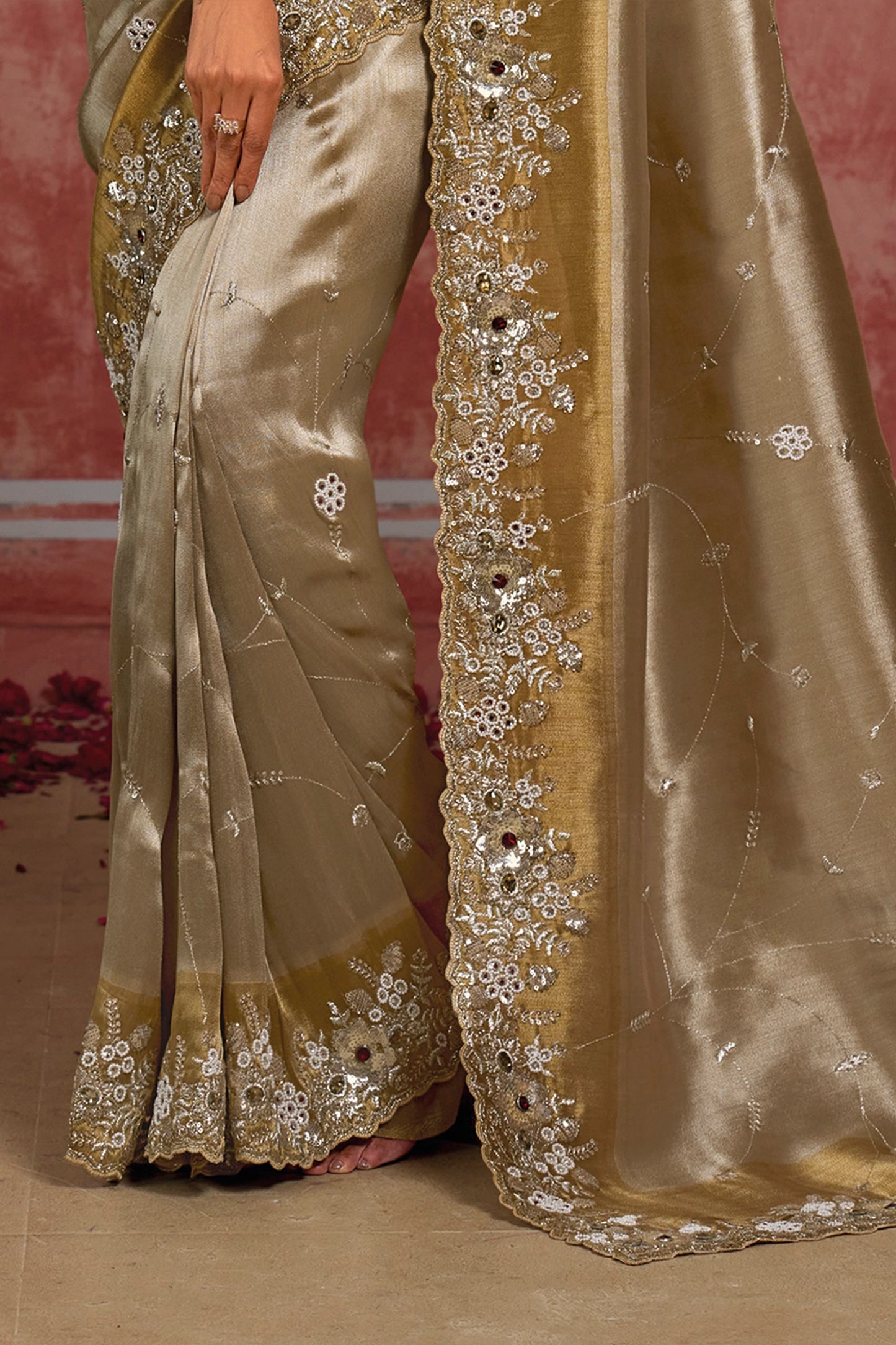 Golden Silver Embroidered Silk Saree-SAR13059_4_SareeButa.com