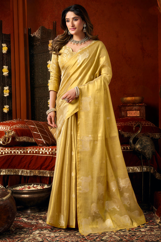 Golden Yellow Woven Tissue Saree-SAR12727_1_SareeButa.com