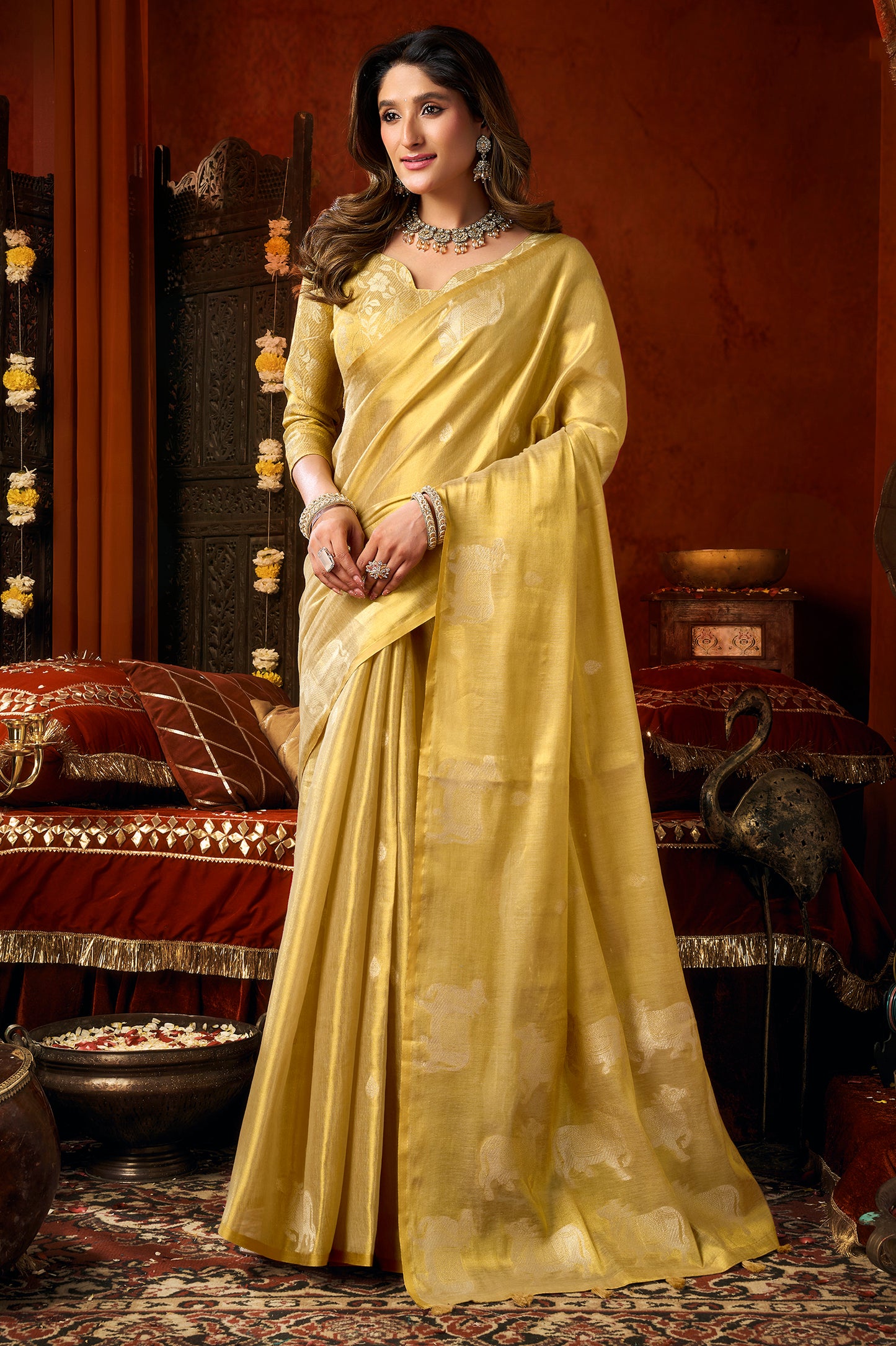 Golden Yellow Woven Tissue Saree-SAR12727_4_SareeButa.com