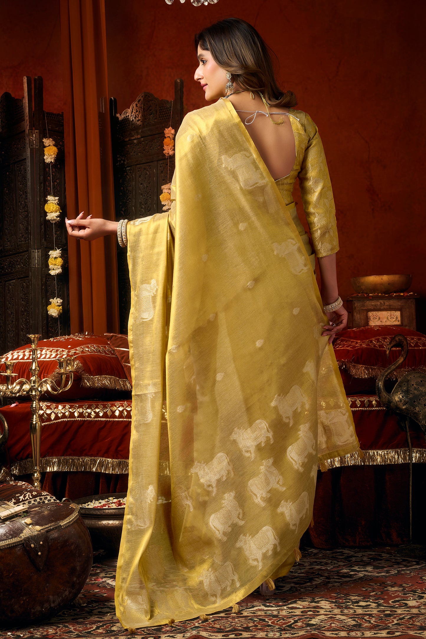 Golden Yellow Woven Tissue Saree-SAR12727_5_SareeButa.com
