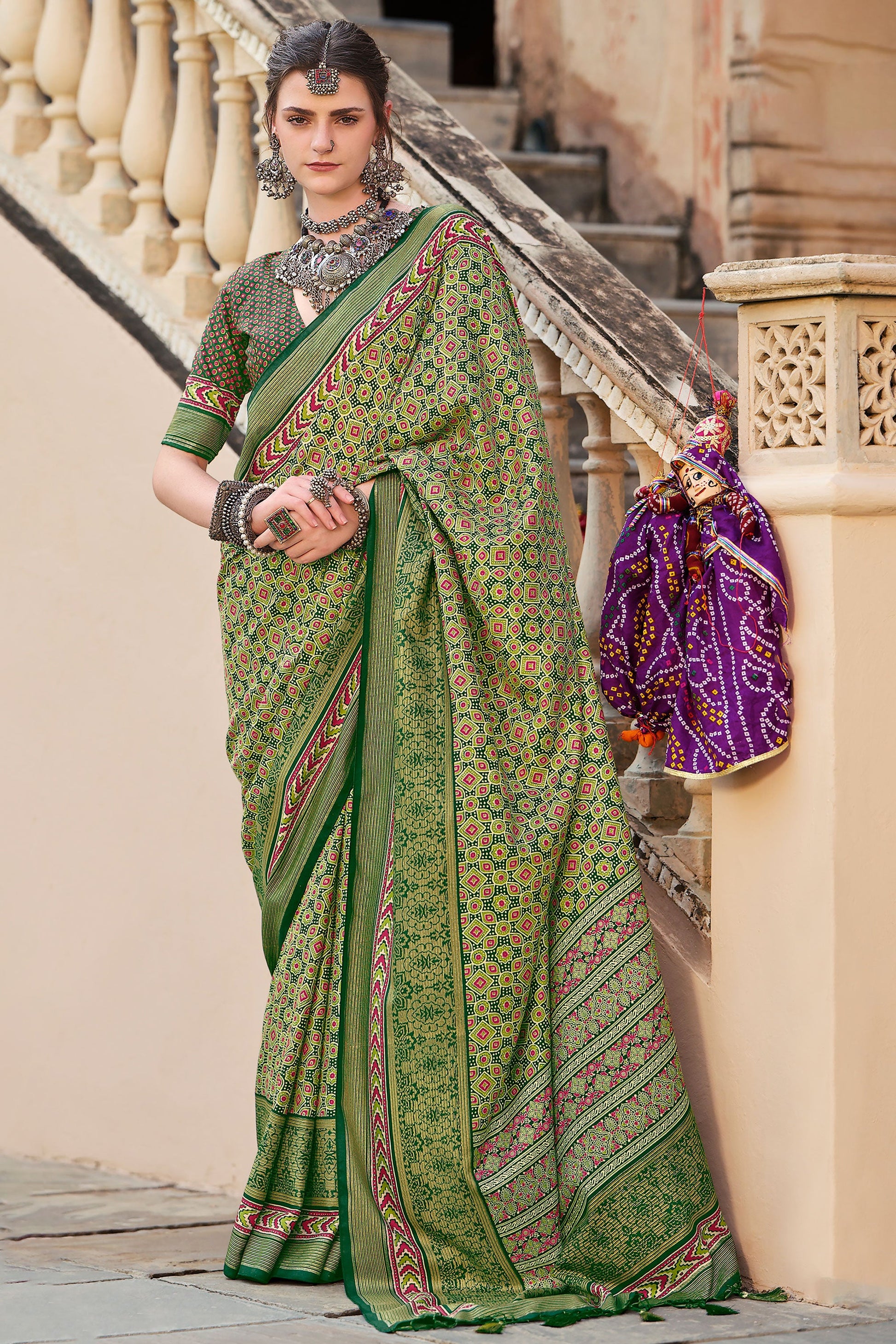 green-ajrakh-print-silk-saree-zb132875_1_SareeButa.com