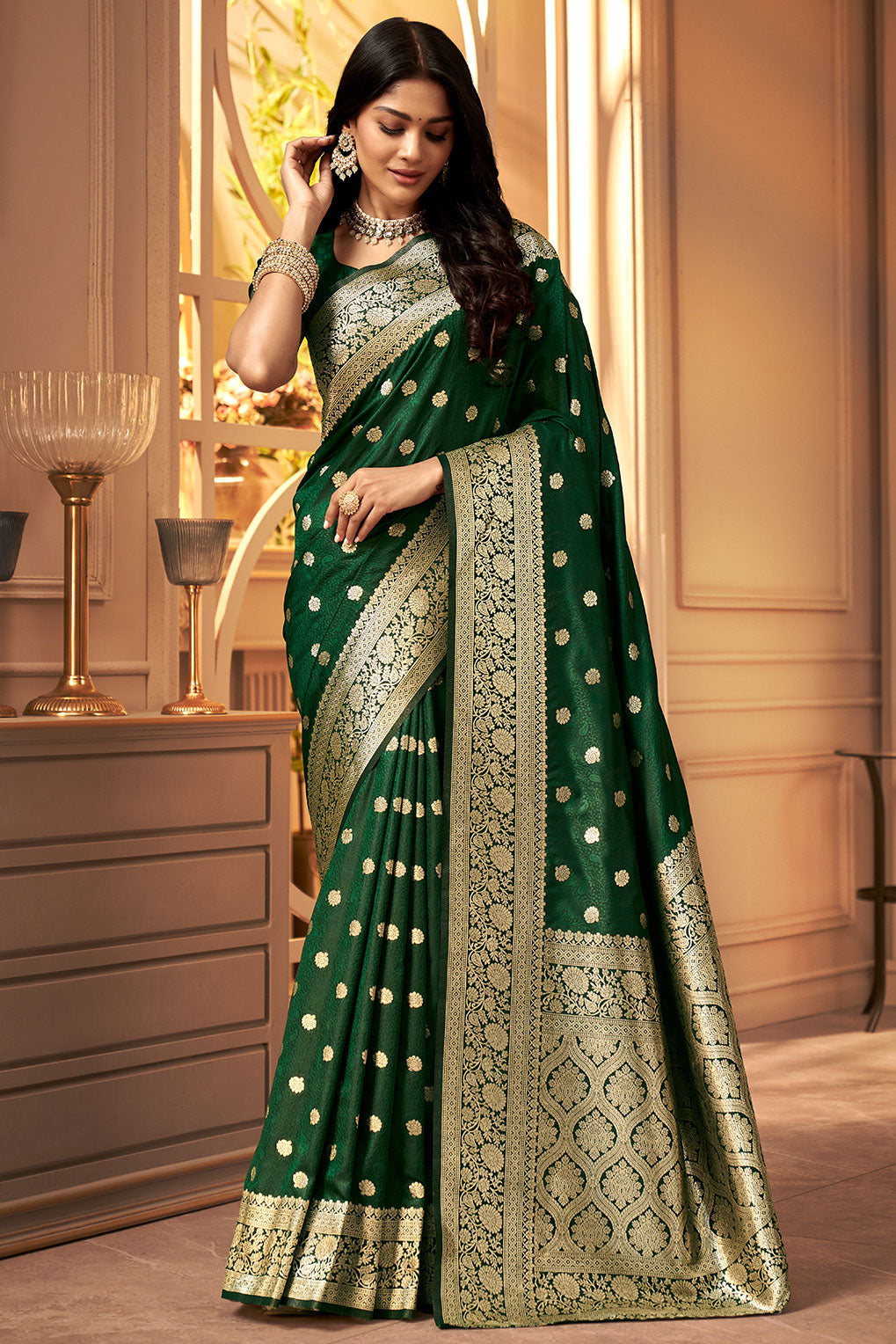 green-banarasi-silk-saree-zb131607_1_SareeButa.com