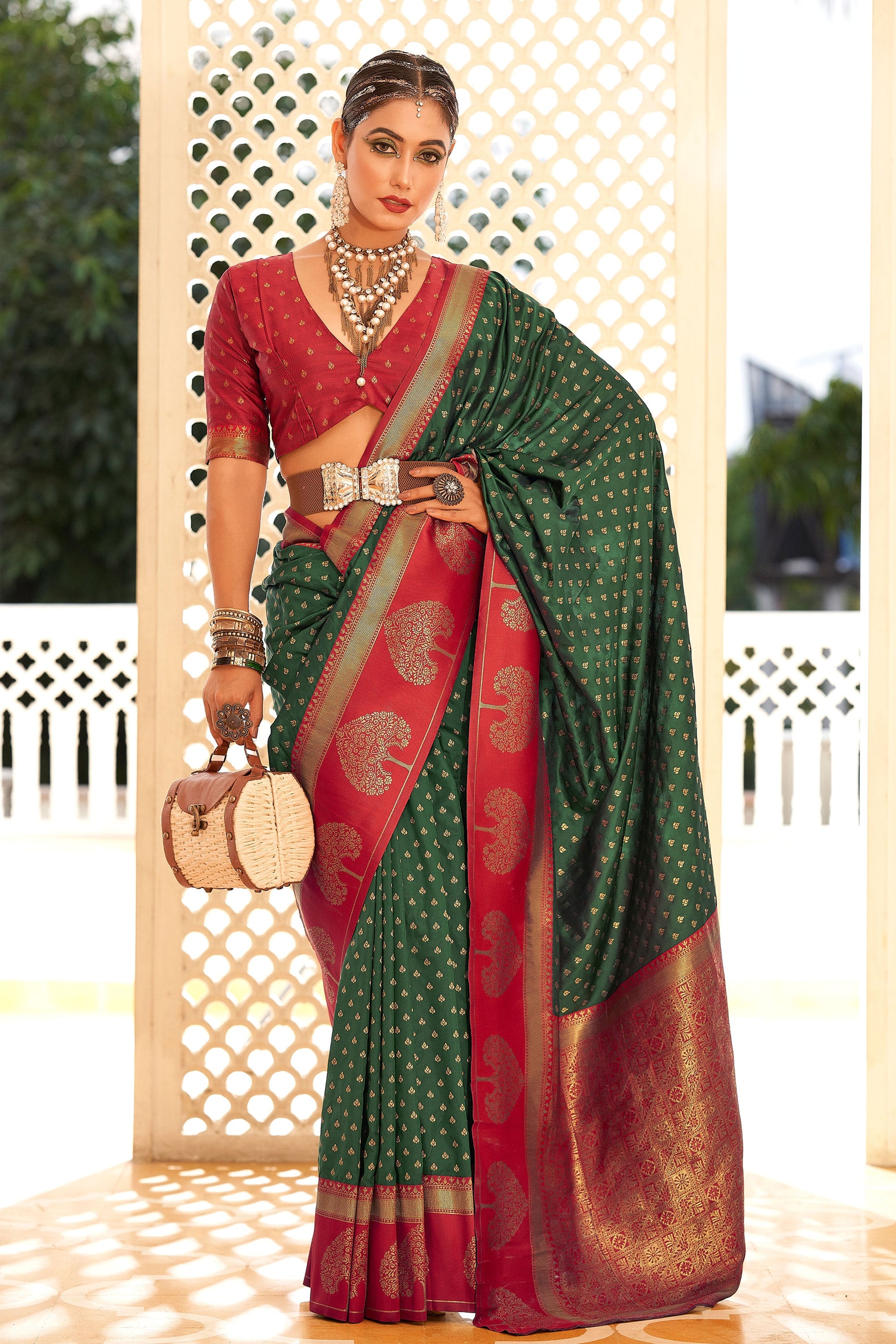 Green Banarasi Silk Saree-ZB133197_1_SareeButa.com