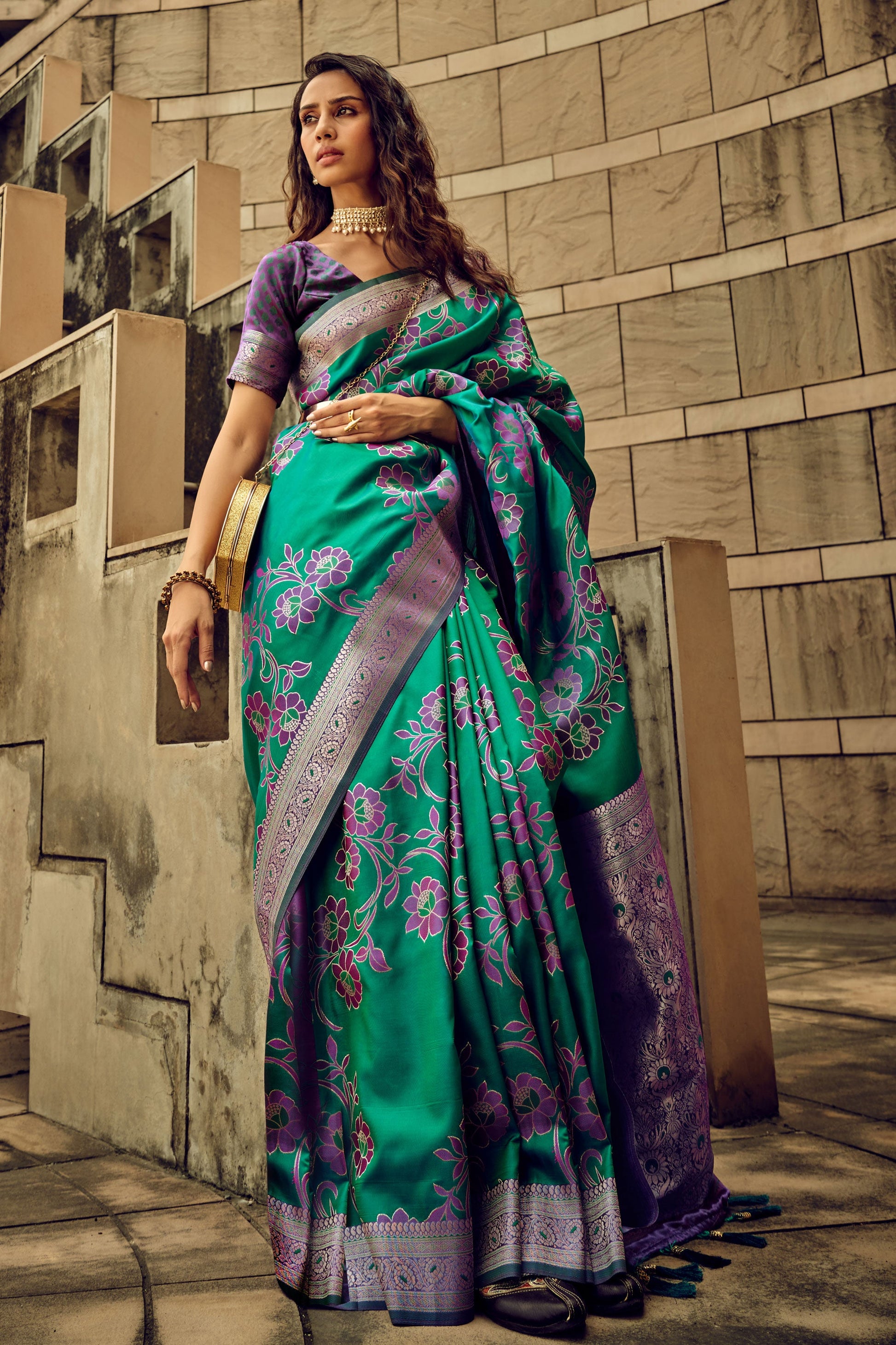 green-brasso-satin-saree-zb130604_1_SareeButa.com