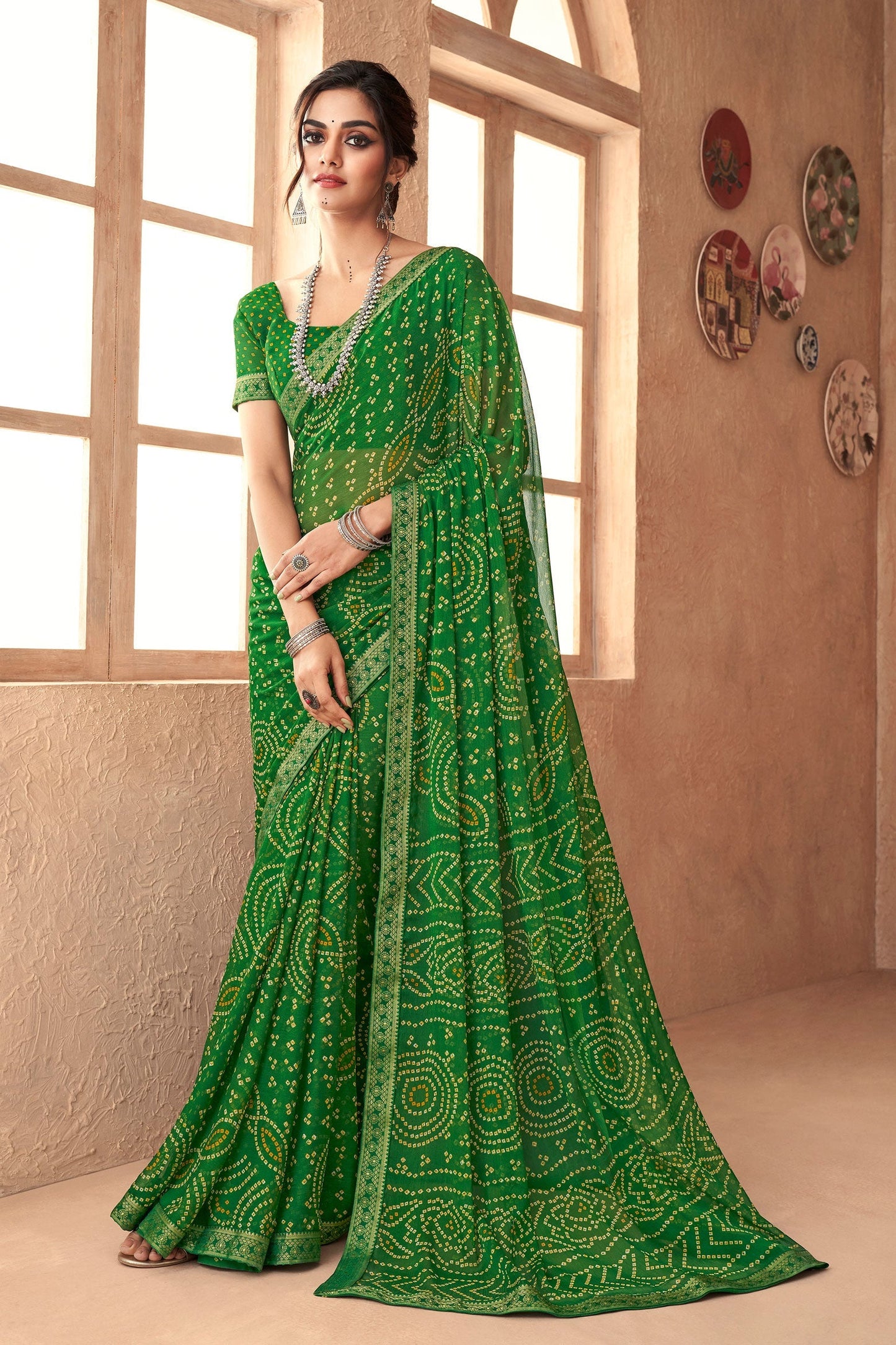 green-chiffon-printed-bandhani-saree-zb131327_1_SareeButa.com