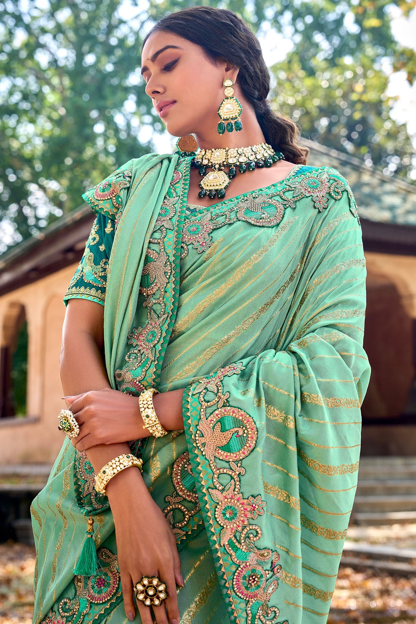 green-embroidered-banarasi-saree-zb131853_2_SareeButa.com