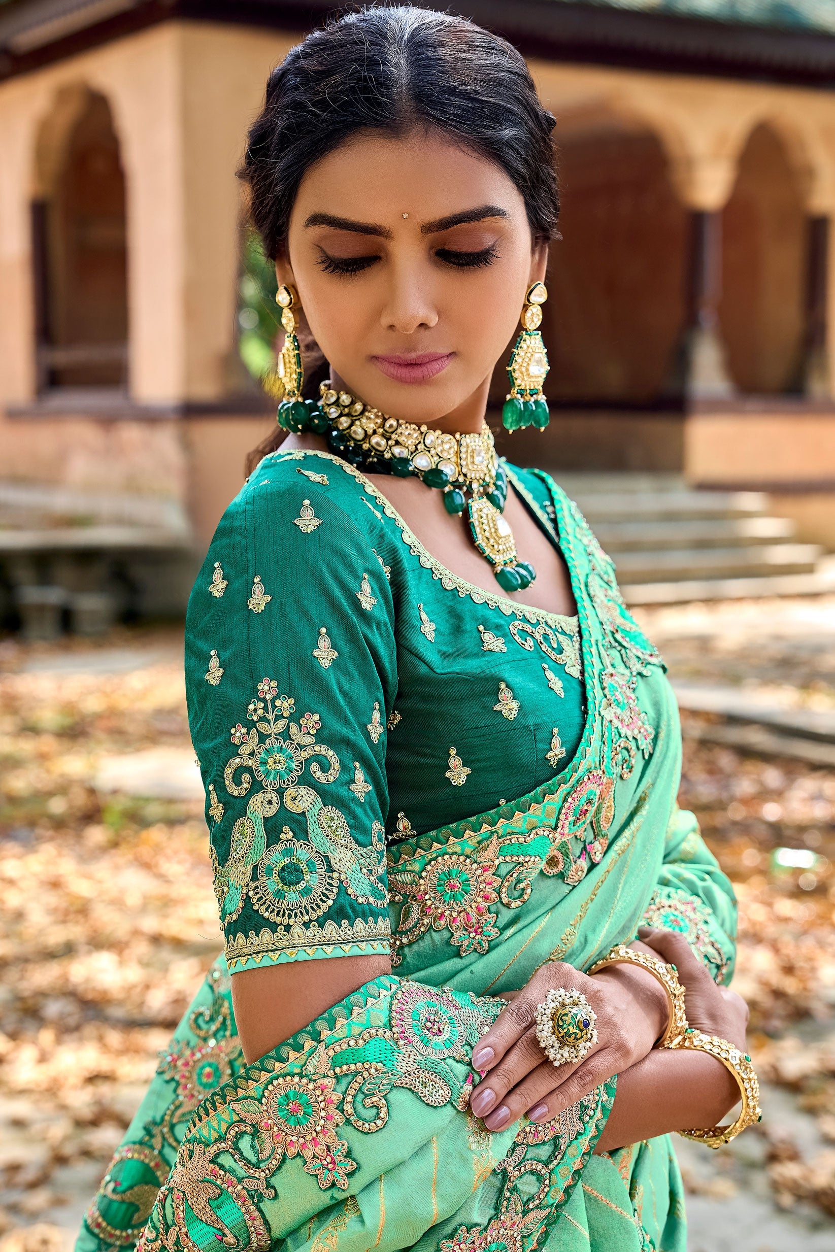 green-embroidered-banarasi-saree-zb131853_3_SareeButa.com