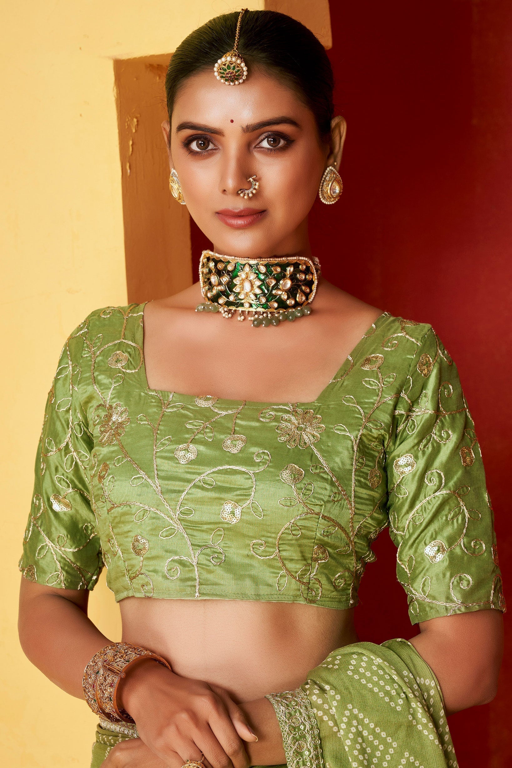 green-embroidered-chiffon-bandhani-saree-zb131249_3_SareeButa.com