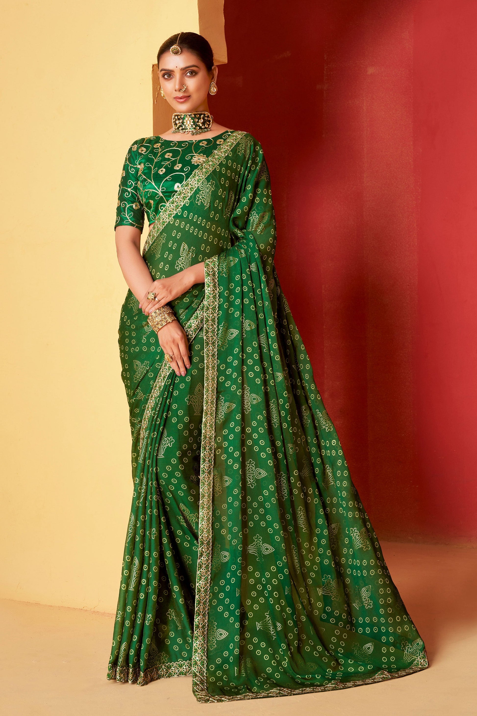 green-embroidered-chiffon-bandhani-saree-zb131250_1_SareeButa.com