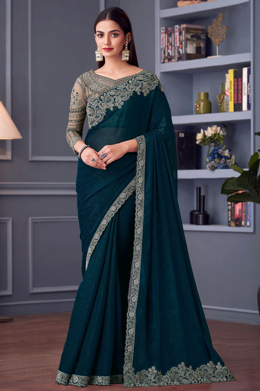 green-embroidered-georgette-saree-zb132744_1_SareeButa.com