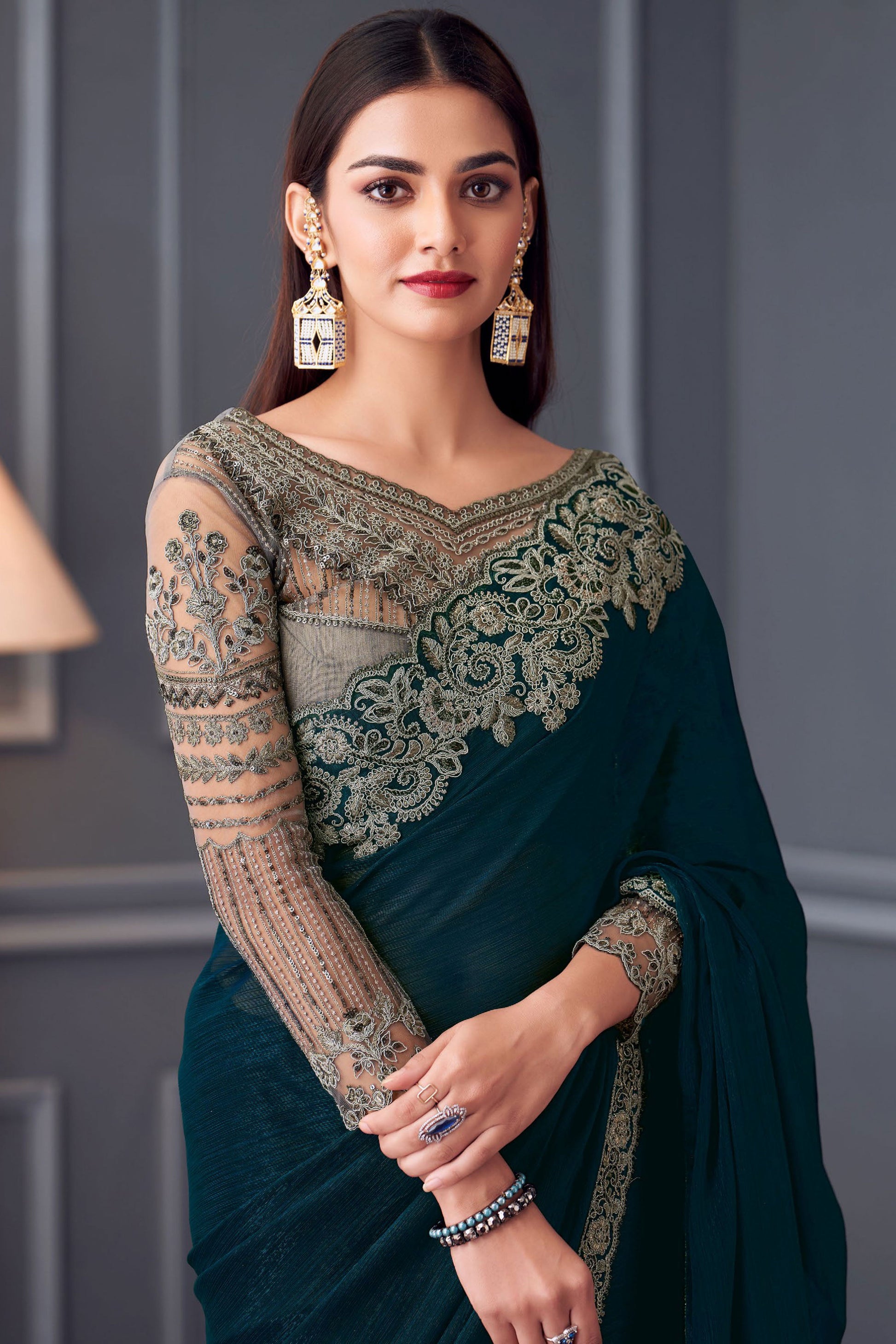 green-embroidered-georgette-saree-zb132744_2_SareeButa.com