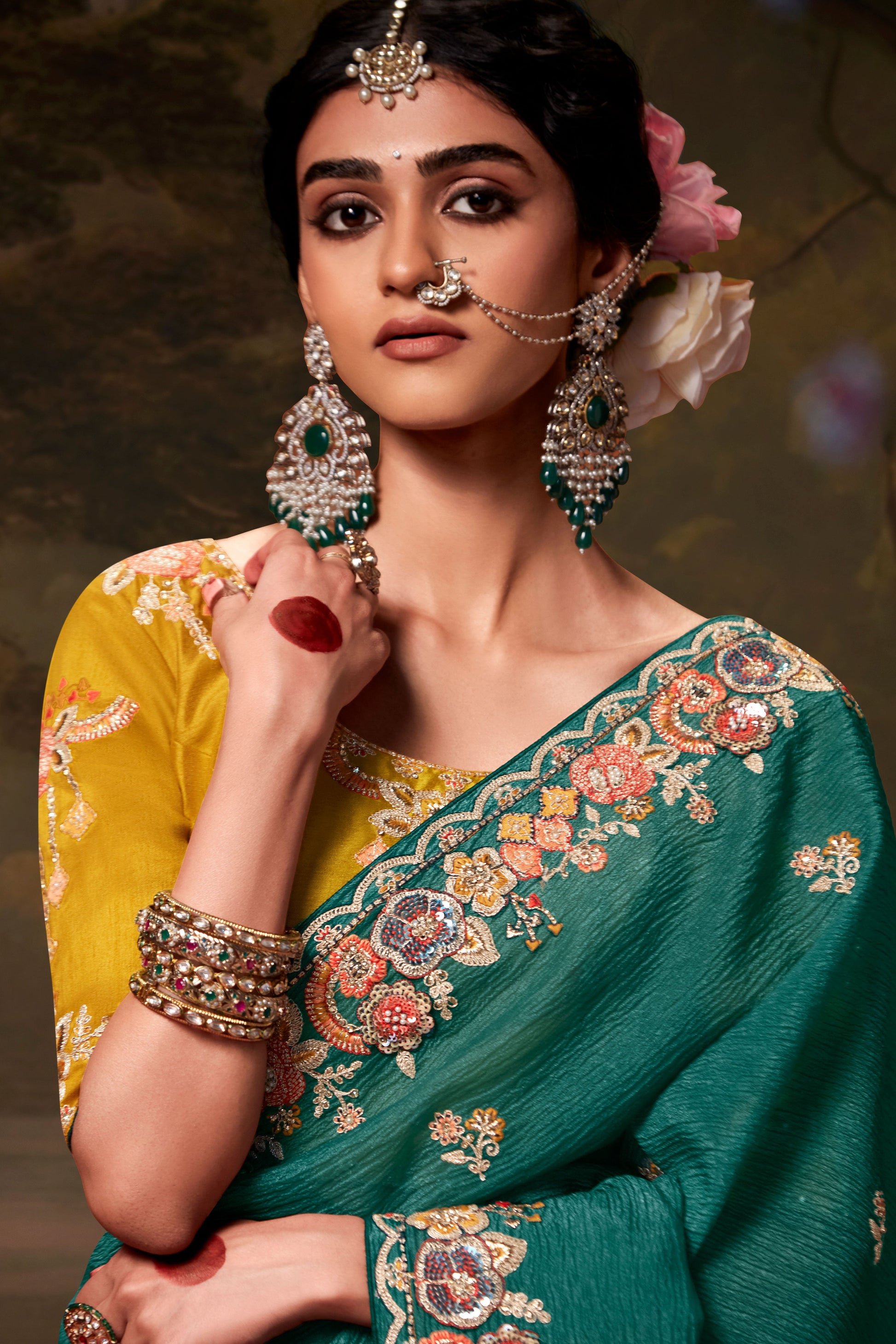 green-embroidered-organza-saree-zb132747_2_SareeButa.com