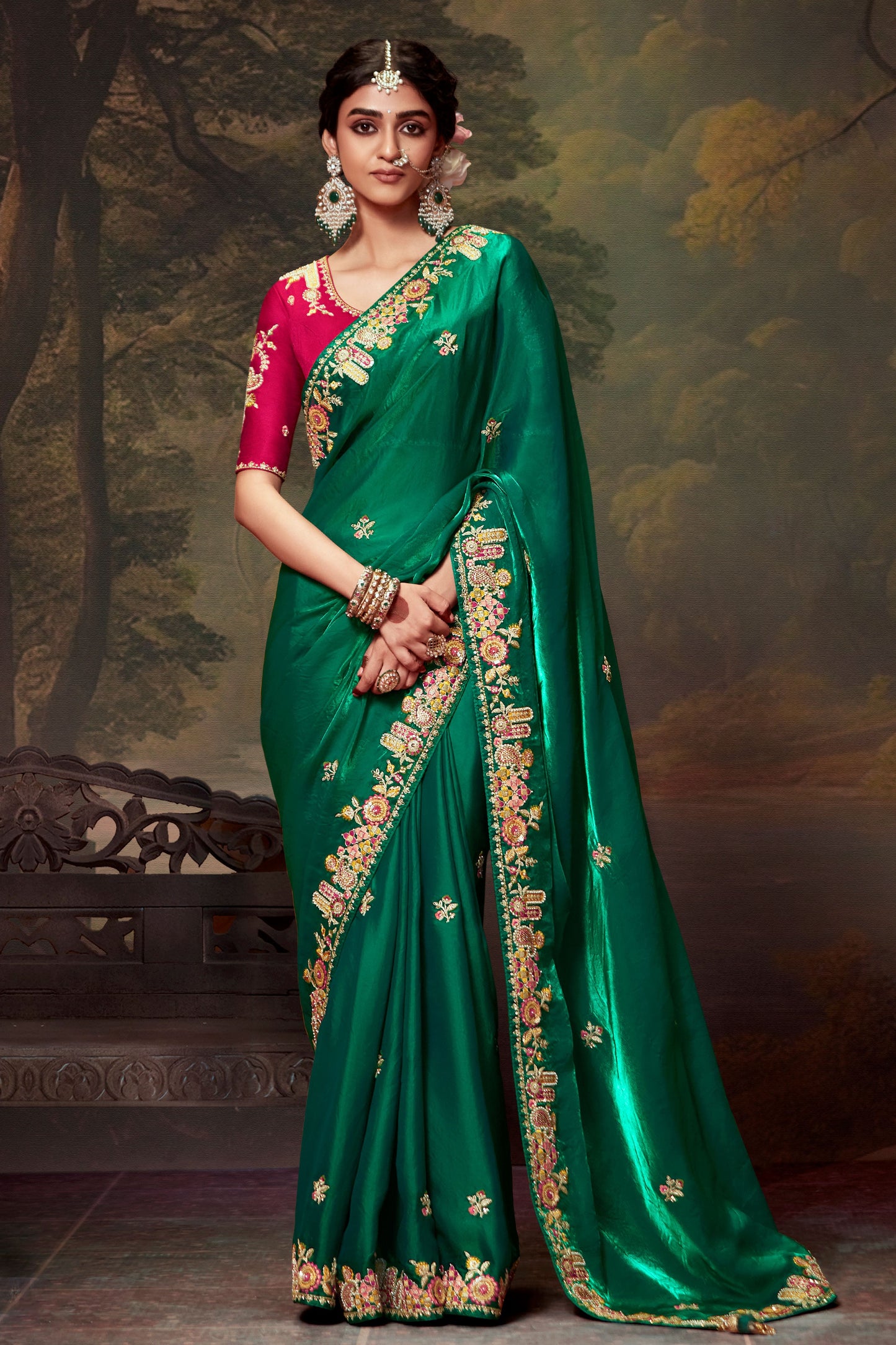 green-embroidered-organza-saree-zb132749_1_SareeButa.com