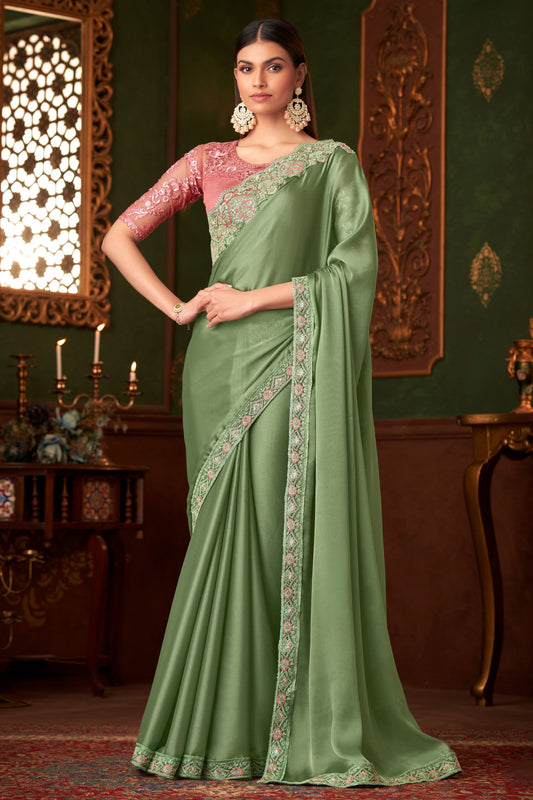 Green Embroidered Satin Saree-ZB133560_1_SareeButa.com