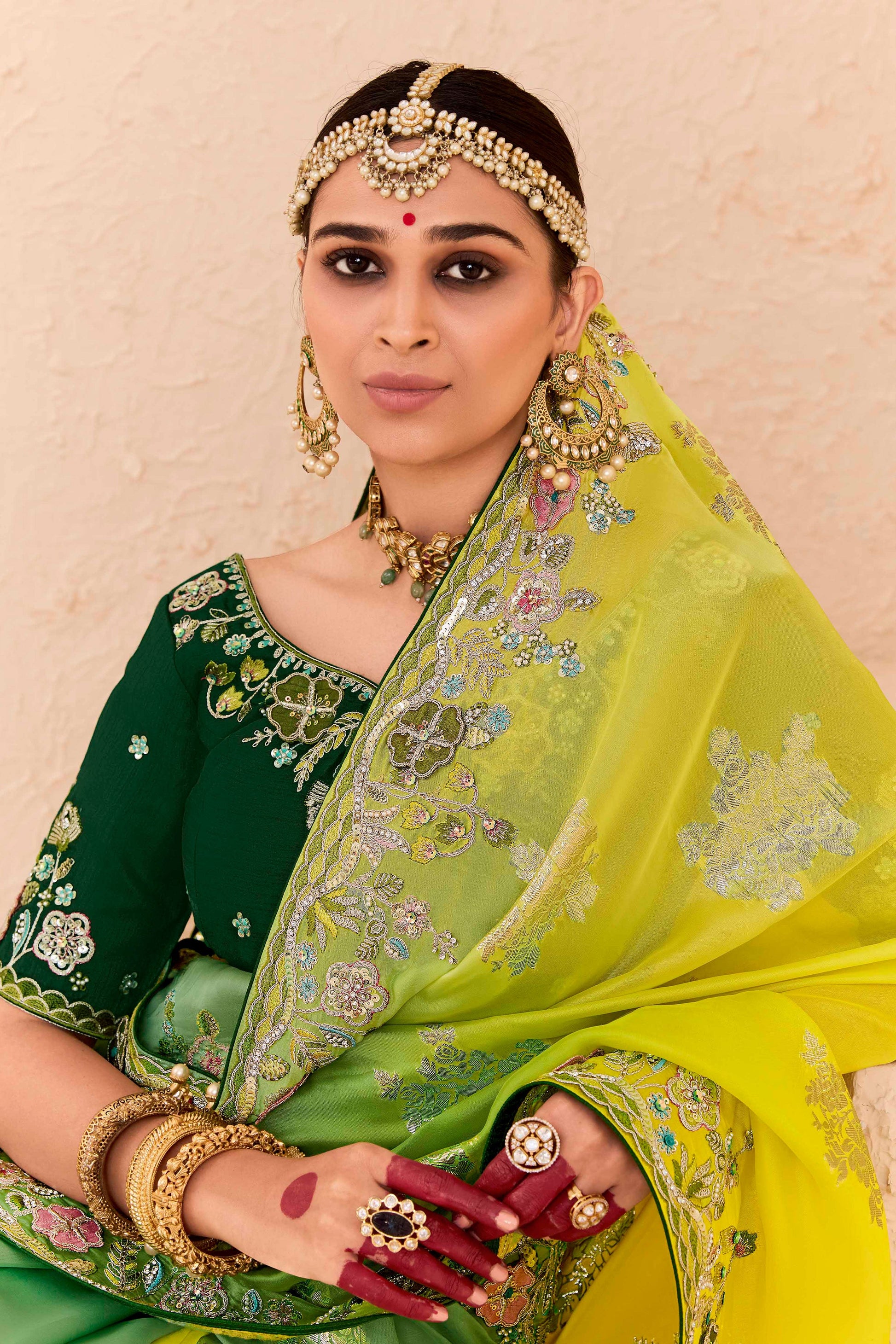 Green Embroidered Silk Saree-ZB133292_2_SareeButa.Com