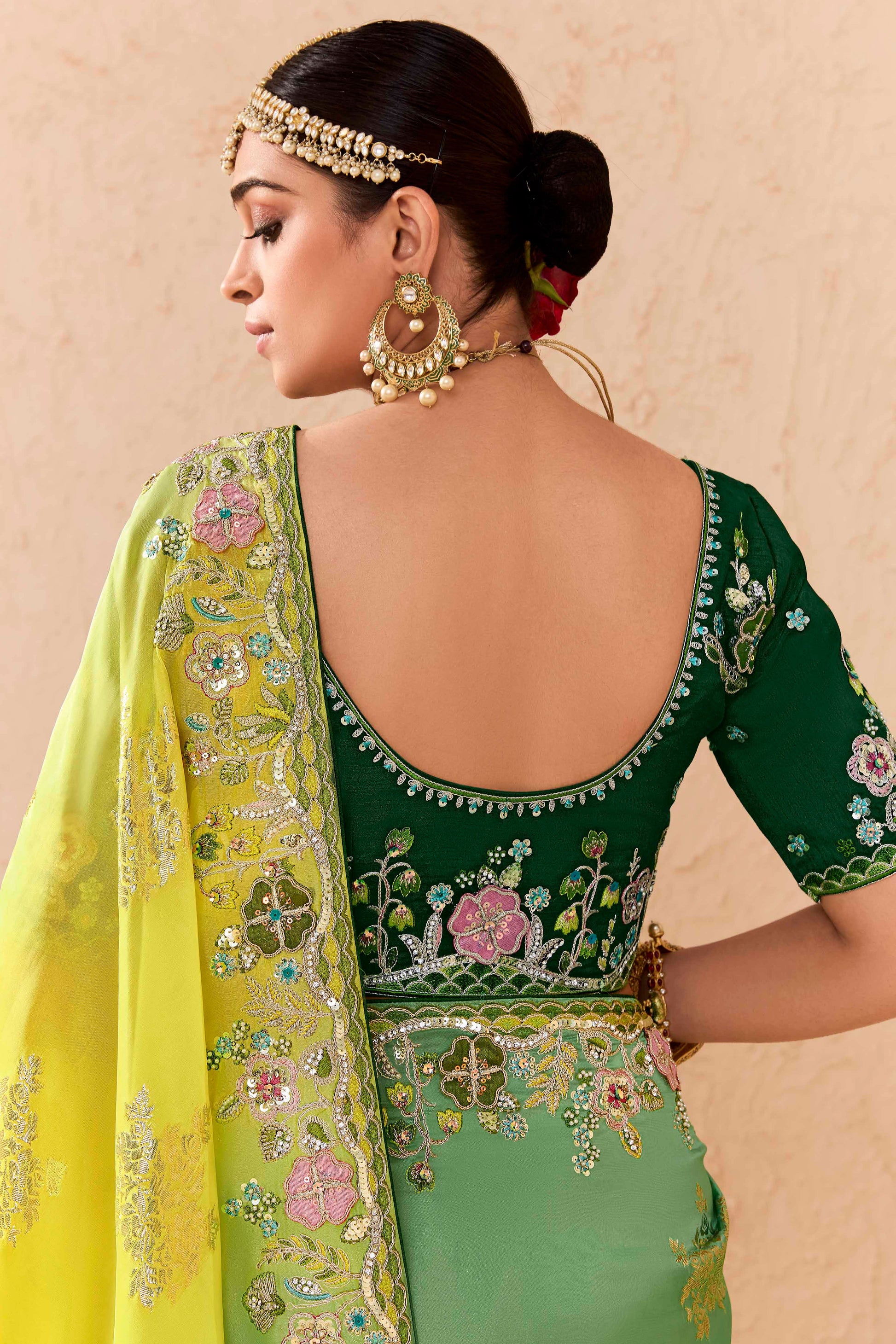 Green Embroidered Silk Saree-ZB133292_3_SareeButa.Com