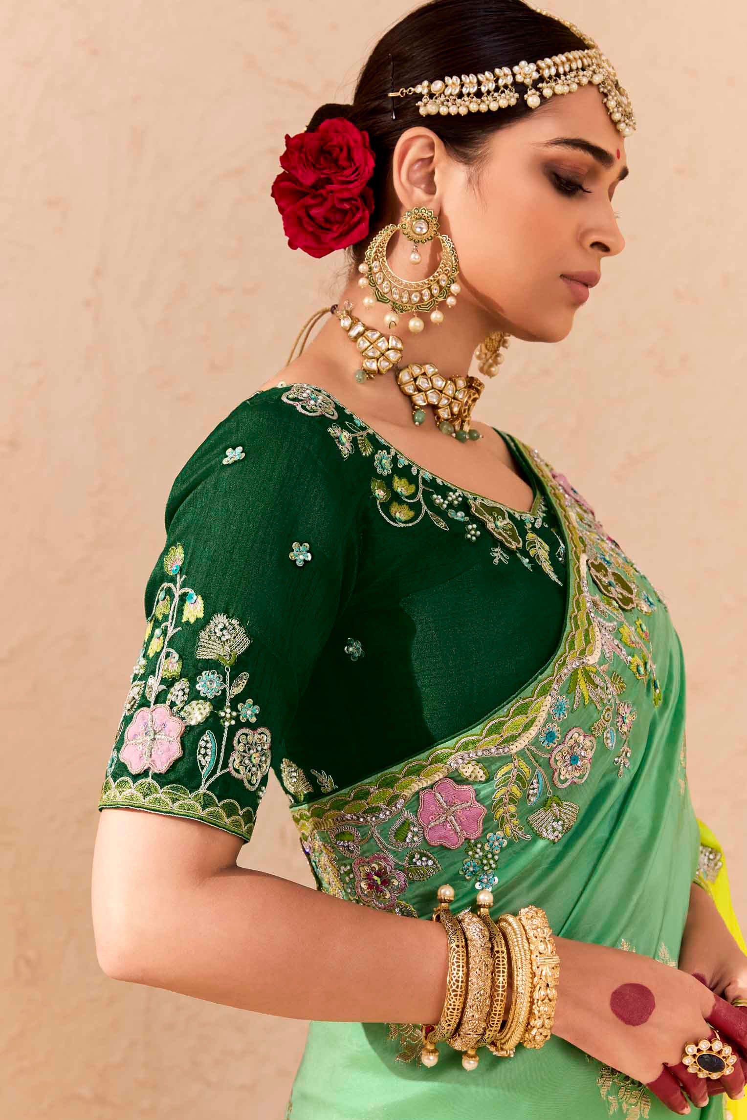 Green Embroidered Silk Saree-ZB133292_4_SareeButa.Com