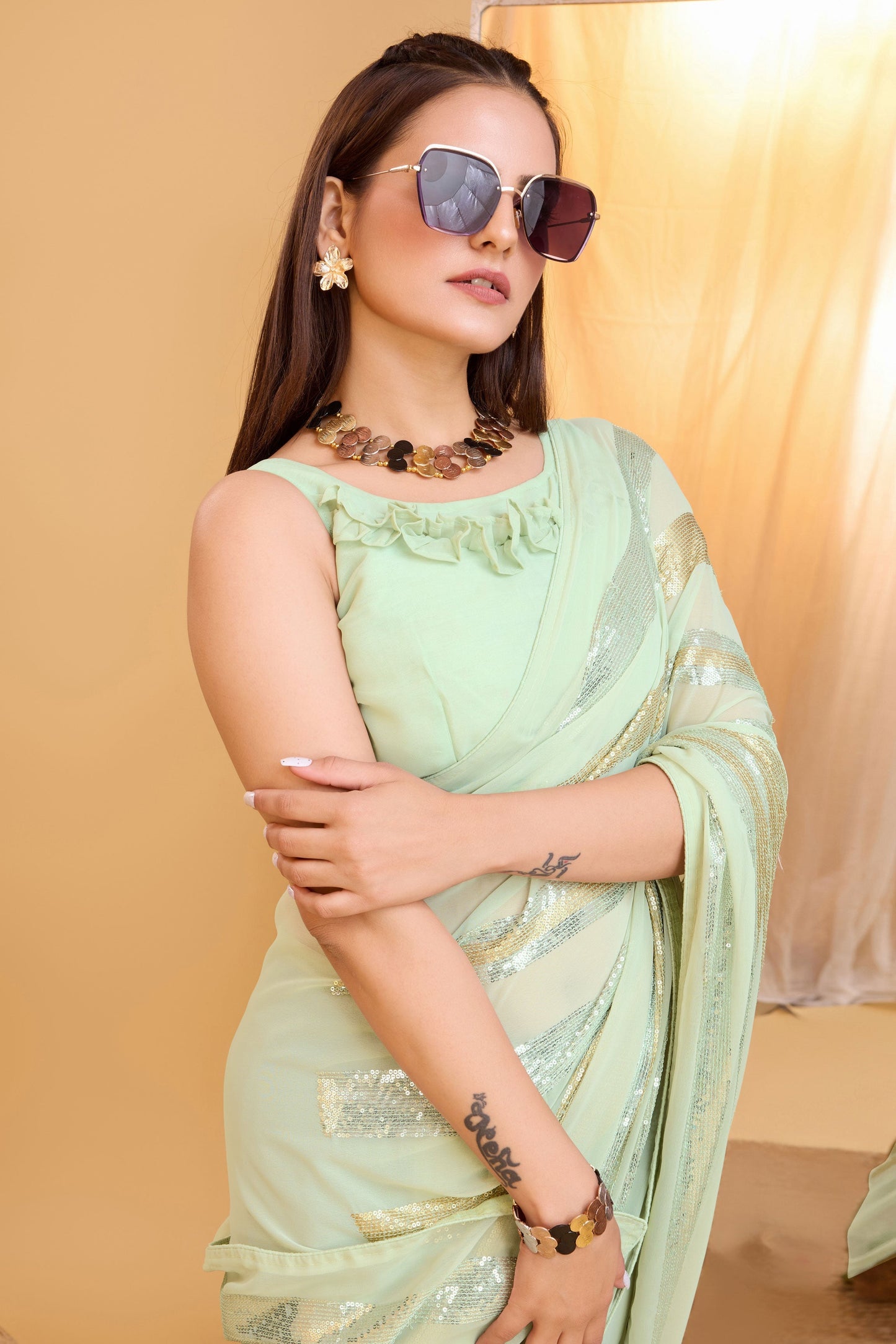 green-georgette-sequin-saree-zb130568_2_SareeButa.com