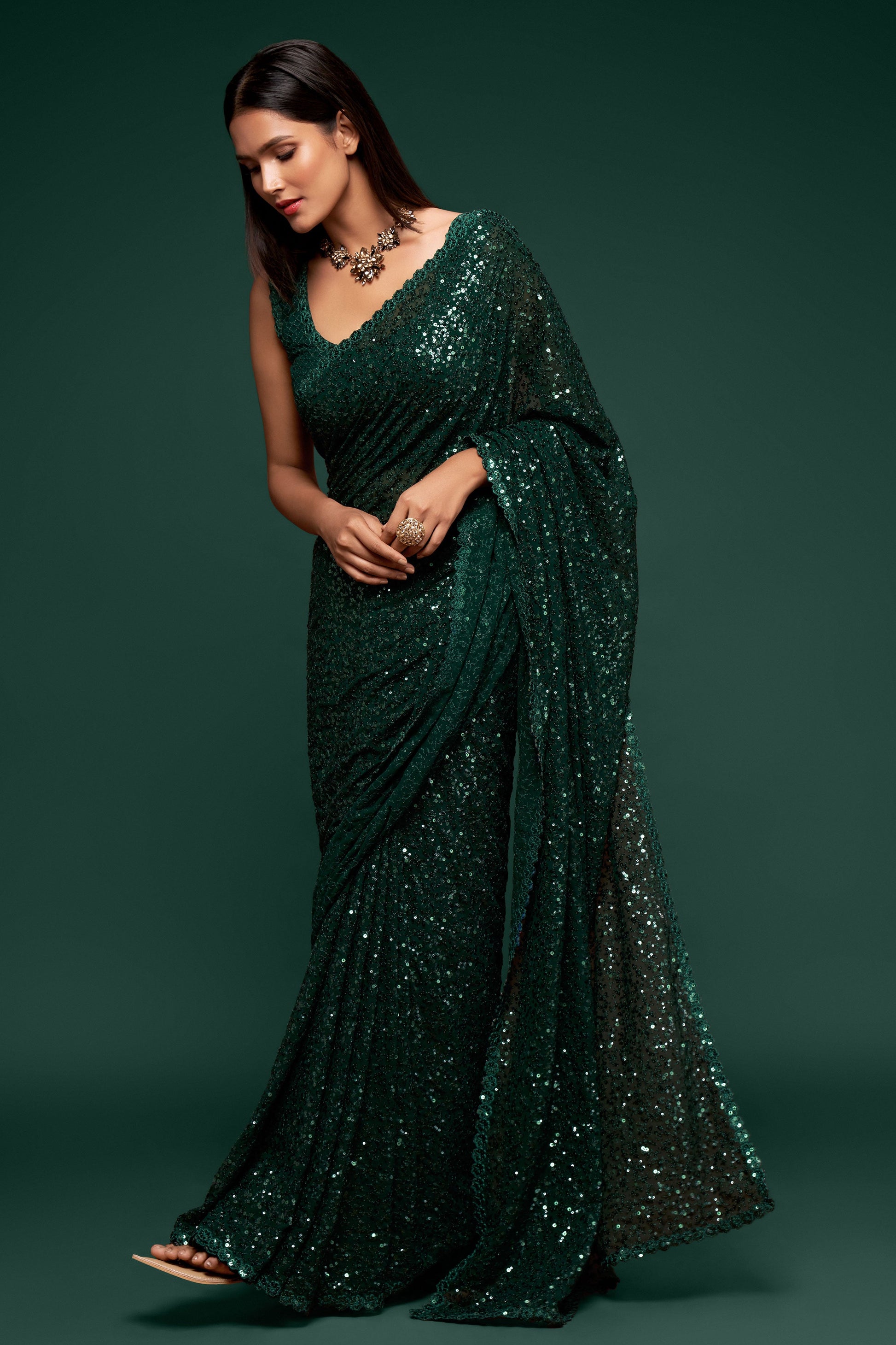 green-georgette-sequin-saree-zb131765_3_SareeButa.com