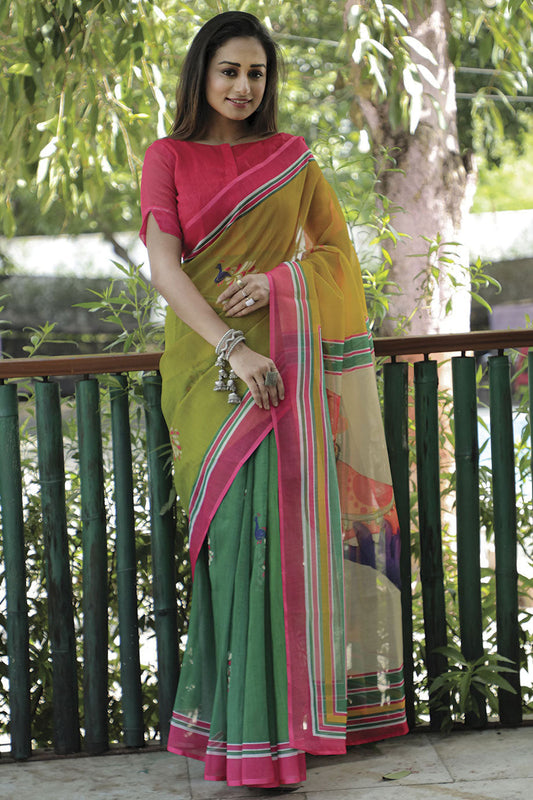 green-linen-saree-zb130367_1_SareeButa.com