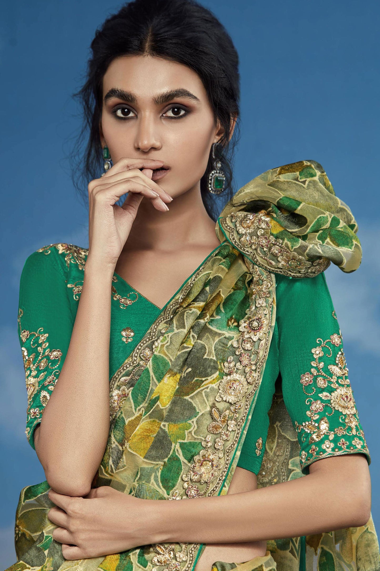 Green Organza Brasso Saree-ZB132888_2_SareeButa.com