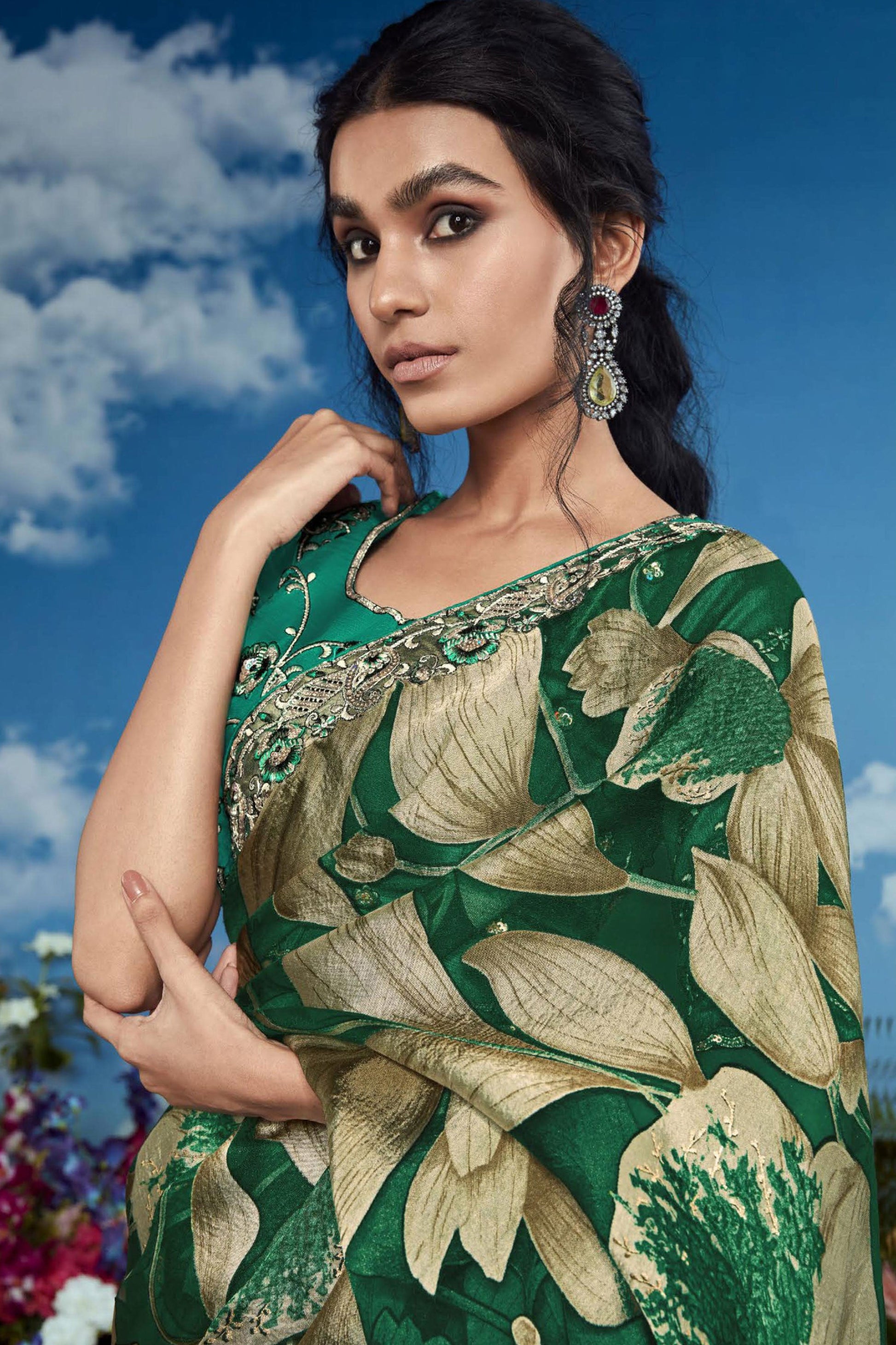 Green Organza Brasso Saree-ZB132890_2_SareeButa.com