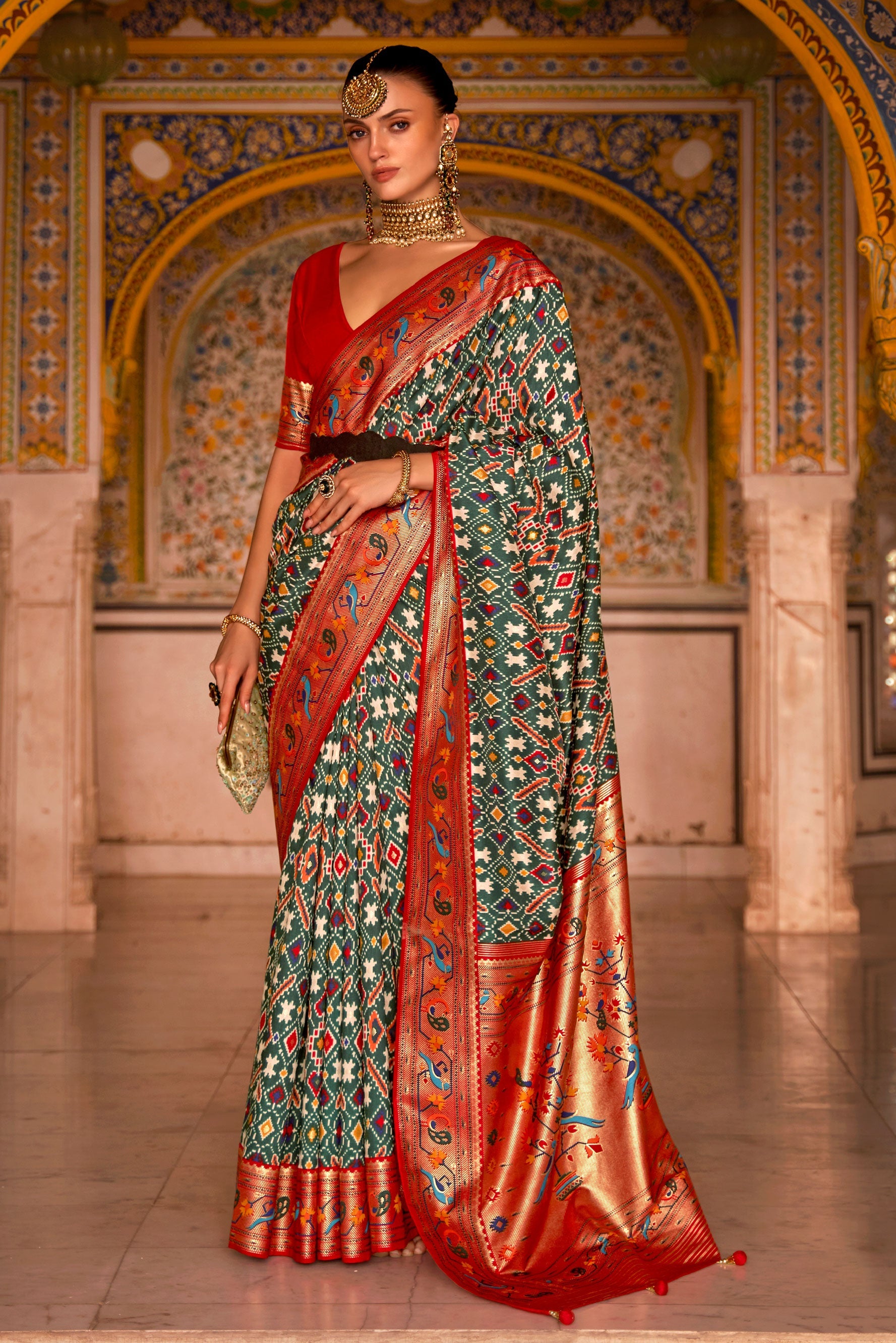 Green Patola Paithani Silk Saree-ZB130828_1