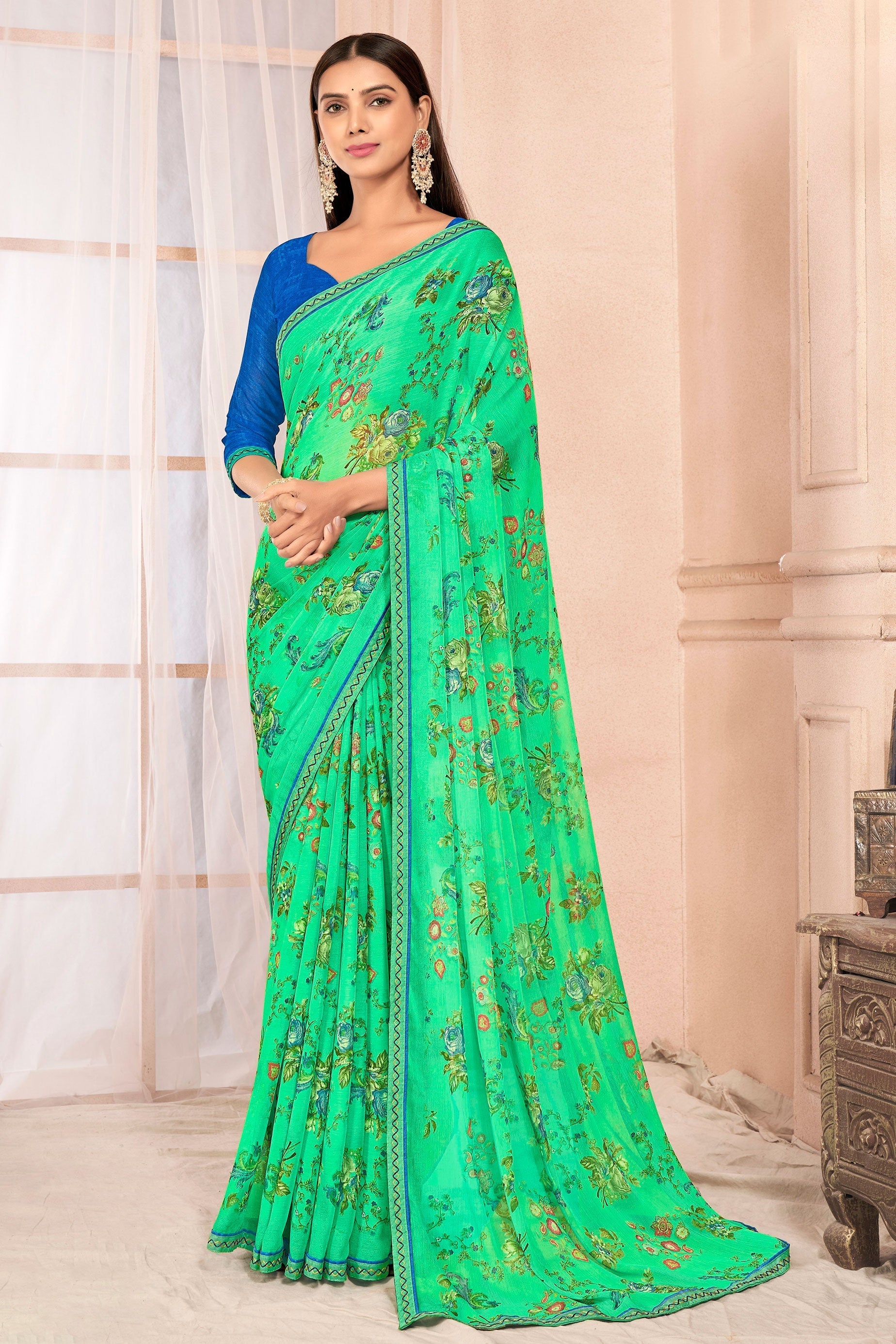 blue-green-printed-chiffon-saree-zb131638_1_SareeButa.com