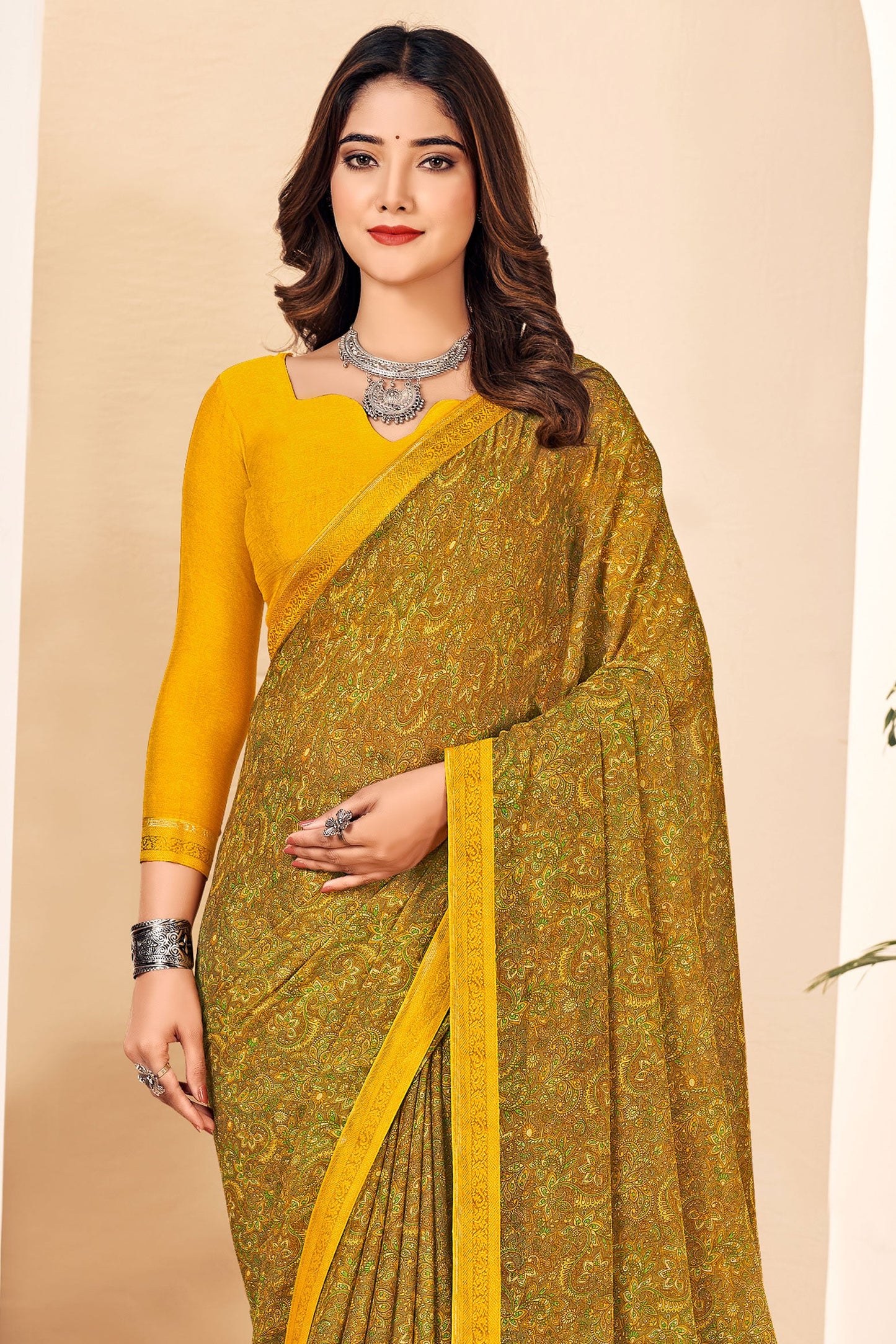 green-printed-chiffon-saree-zb132698_2_SareeButa.com