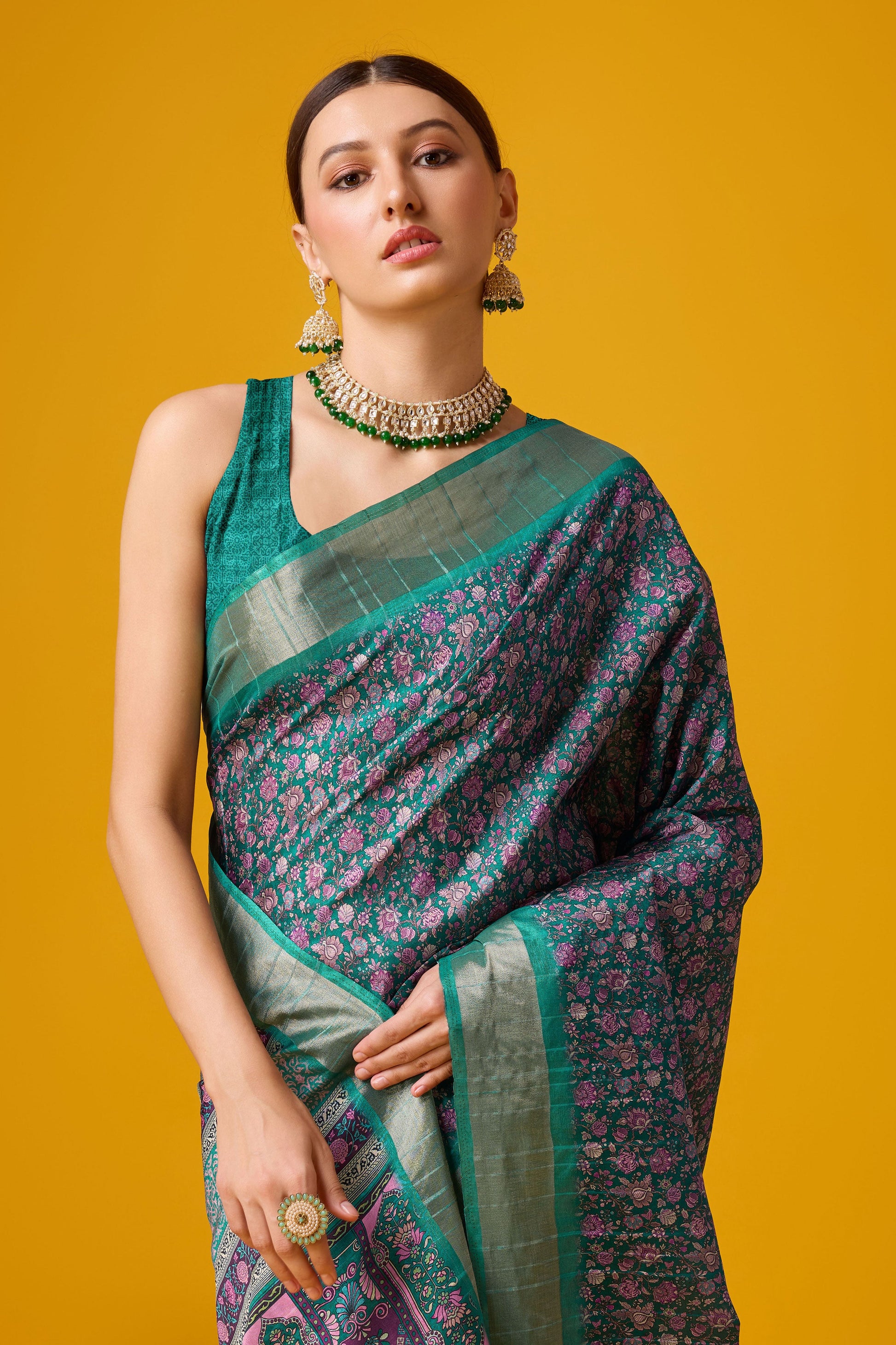 green-printed-cotton-silk-saree-zb131898_2_SareeButa.com