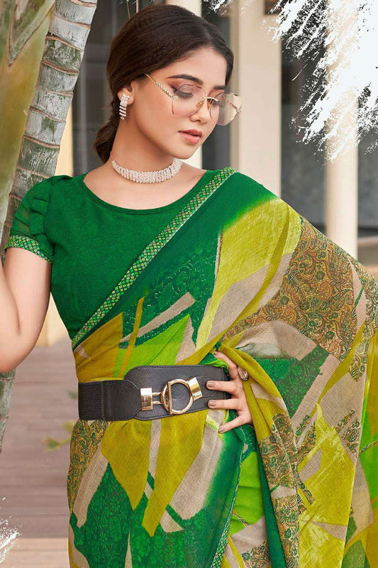 green-printed-georgette-saree-zb130943_2_SareeButa.com