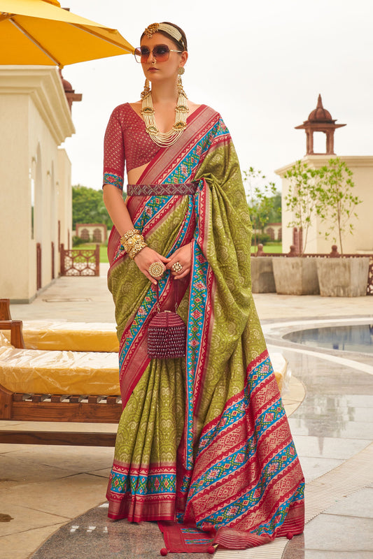 Green Printed Patola Silk Saree-ZB130740_1