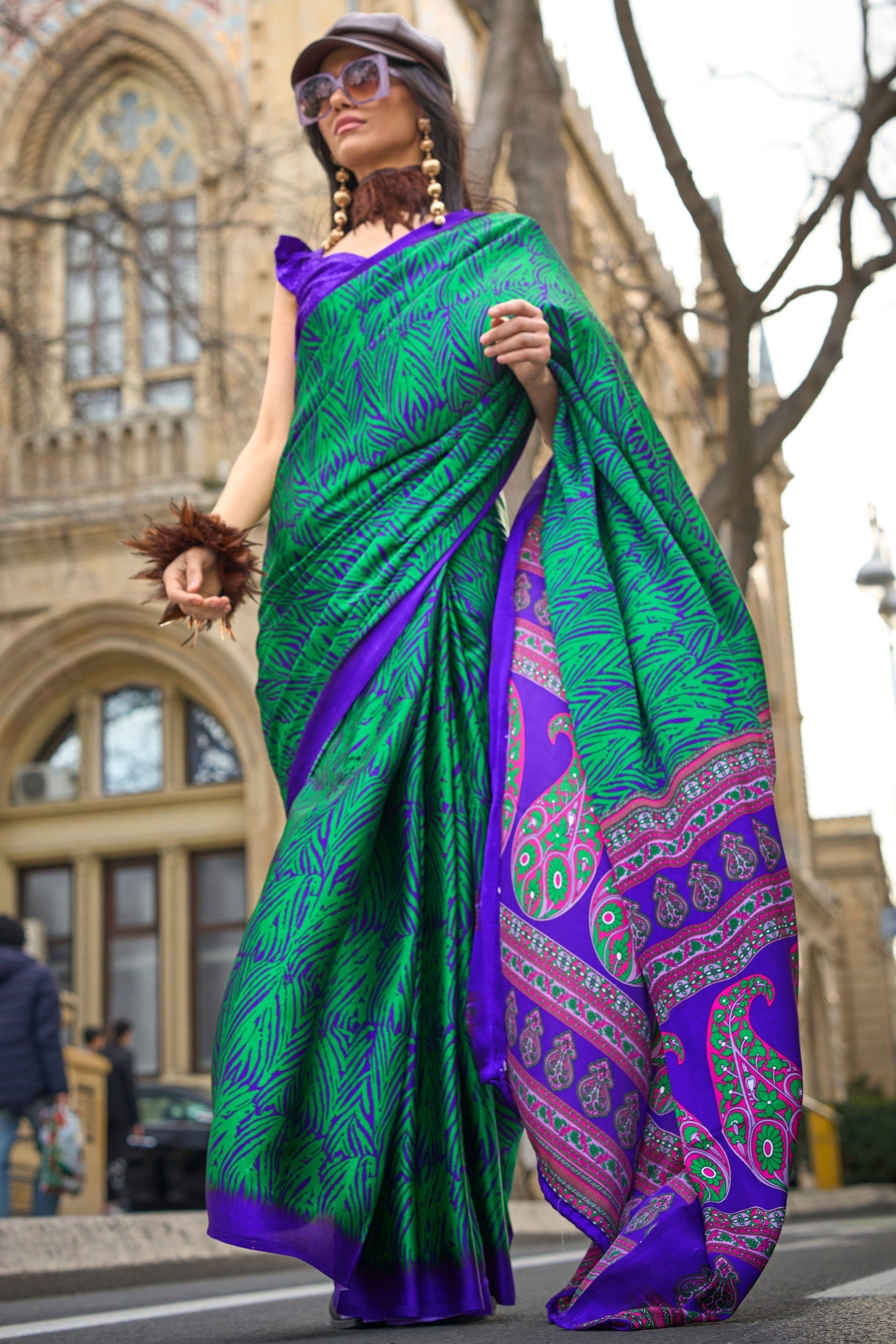 green-printed-satin-crepe-saree-zb131052_1_SareeButa.com