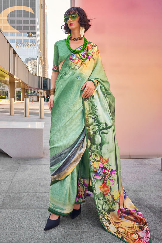 green-printed-satin-saree-zb130686_1_SareeButa.com