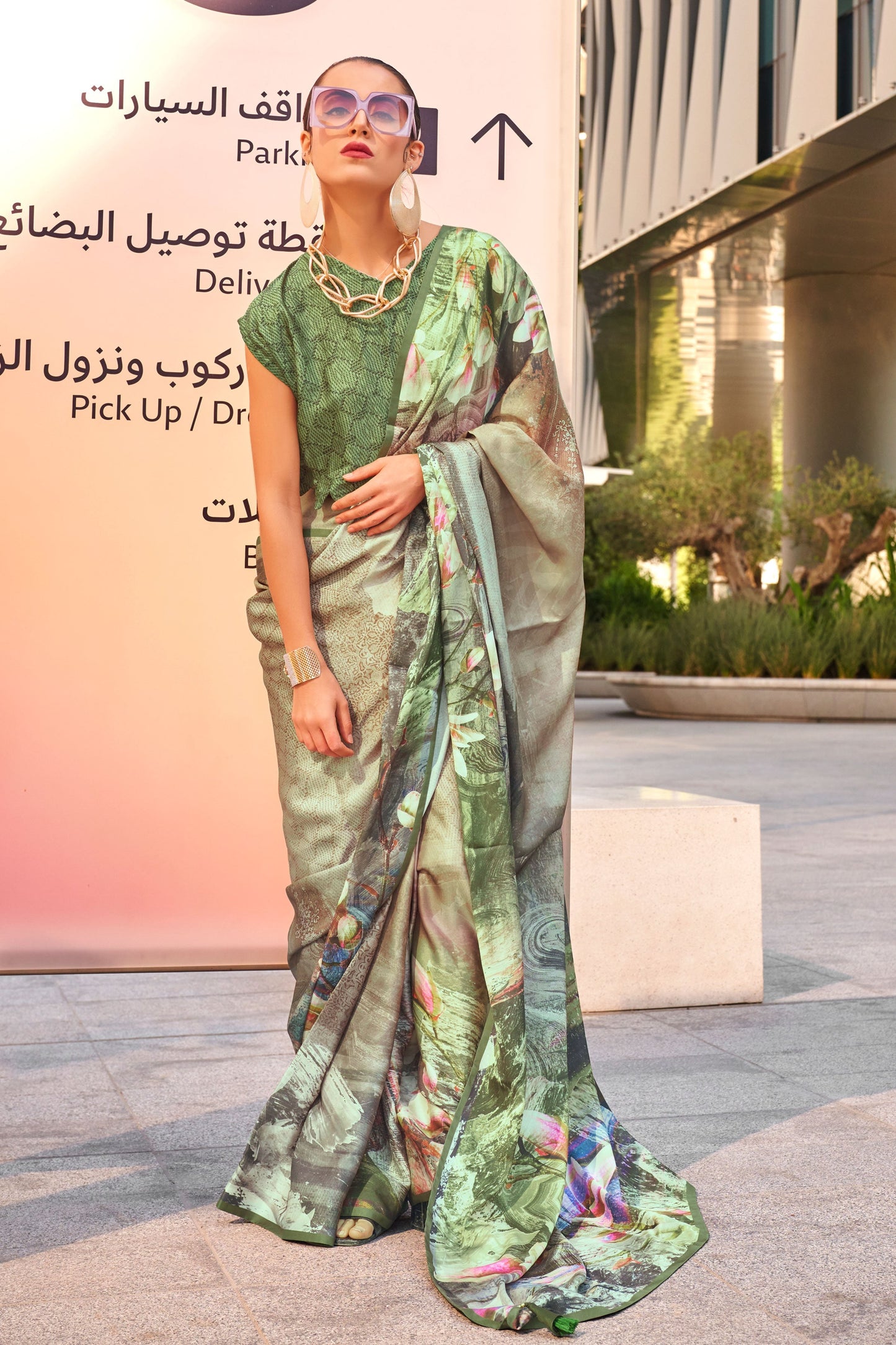 green-printed-satin-saree-zb130687_1_SareeButa.com