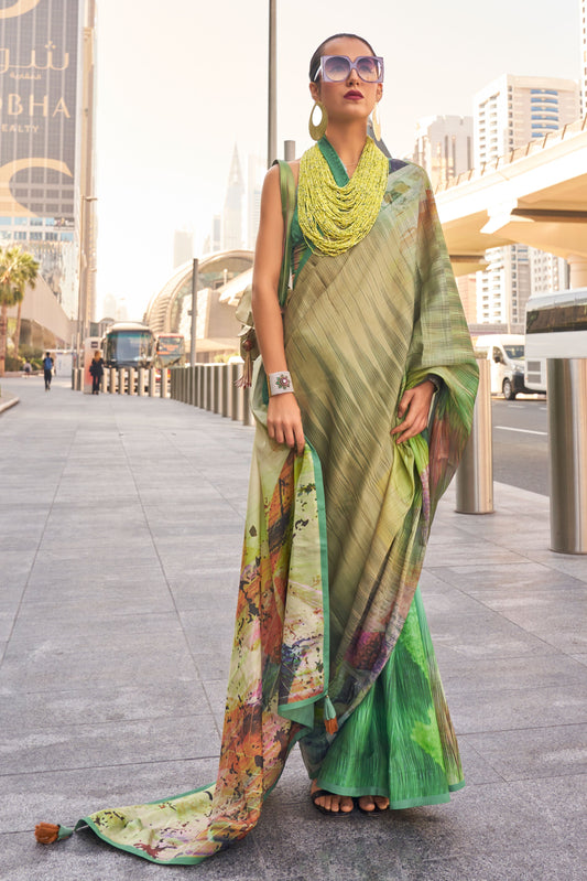 green-printed-satin-saree-zb130692_1_SareeButa.com